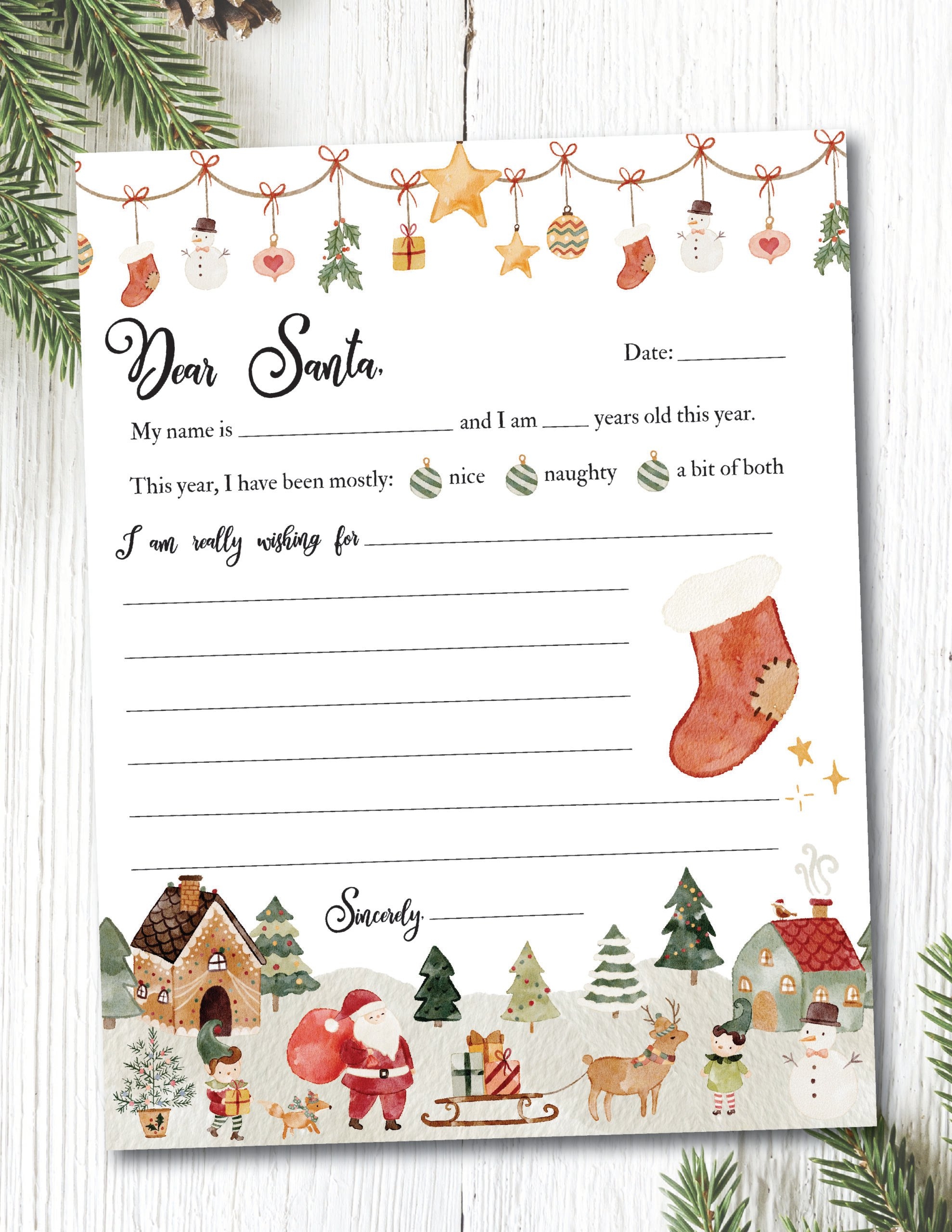 Free Printable Dear Santa Letter Template