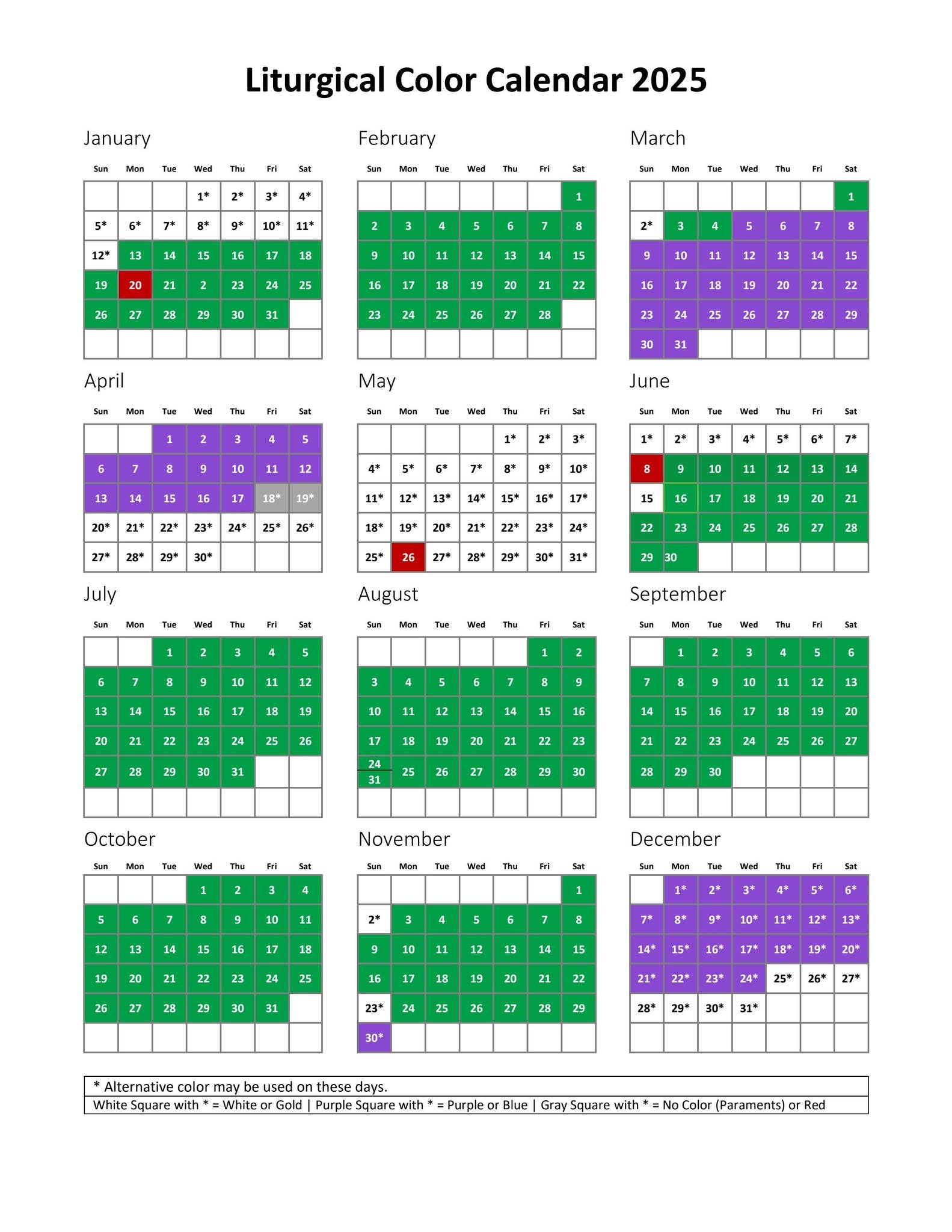 November Liturgical Calendar 2025