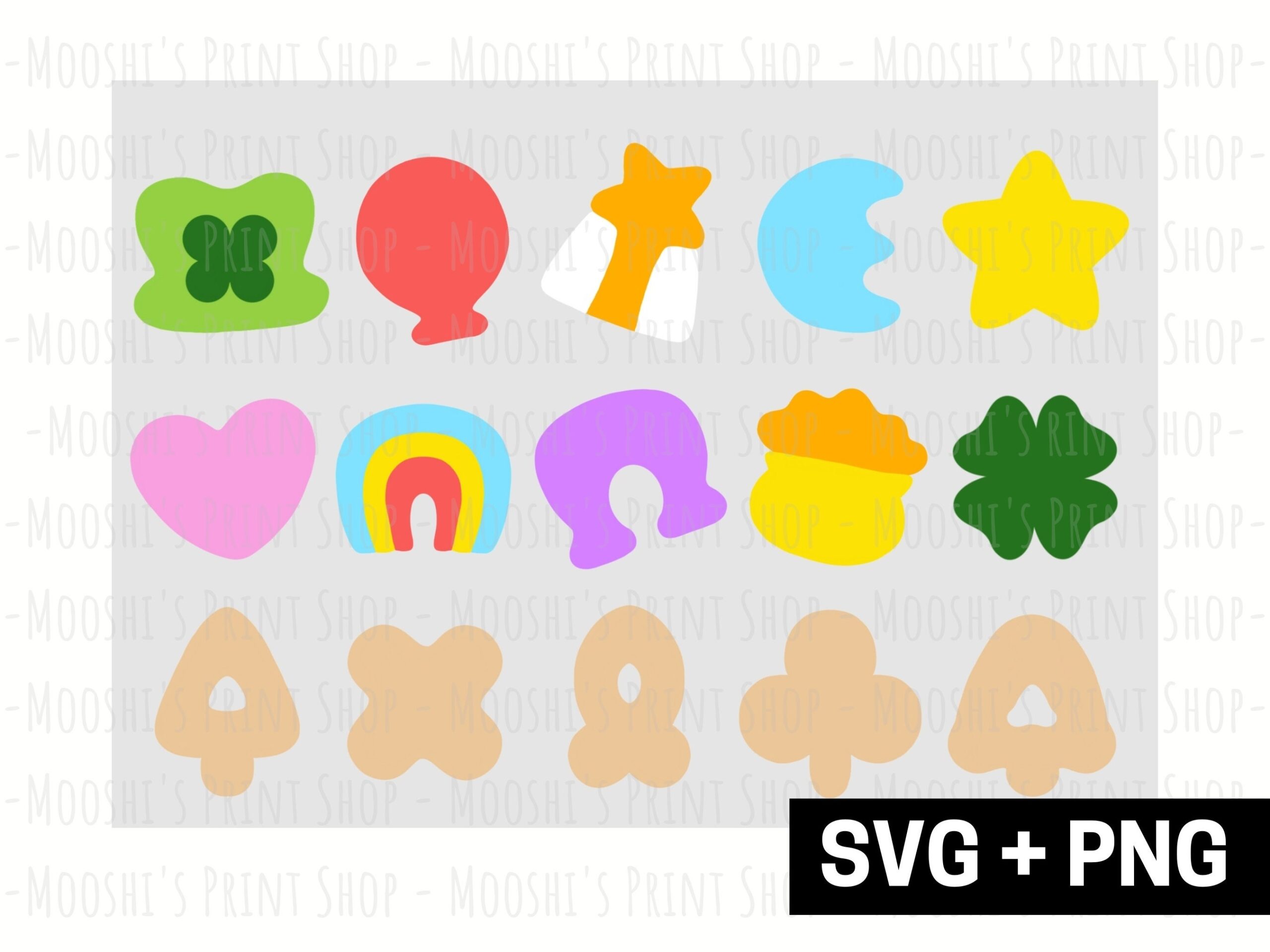 Lucky Charms SVG Image Marshmallow Puffs Cereal Design Graphics 16 Pack Bundle Clipart Sublimation Cut Files Digital Download SVG PNG Etsy