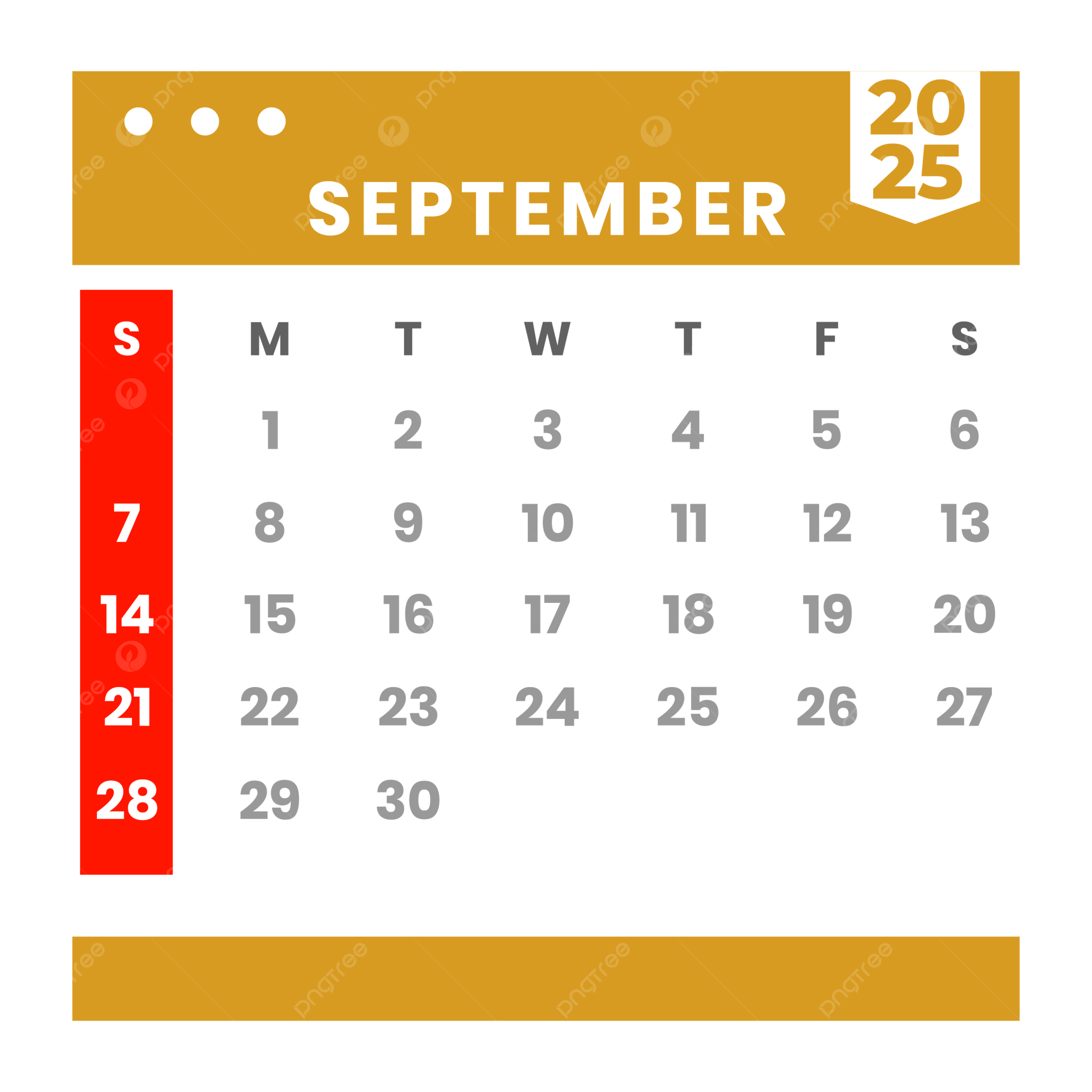 September 2025 Calendar Clip Art