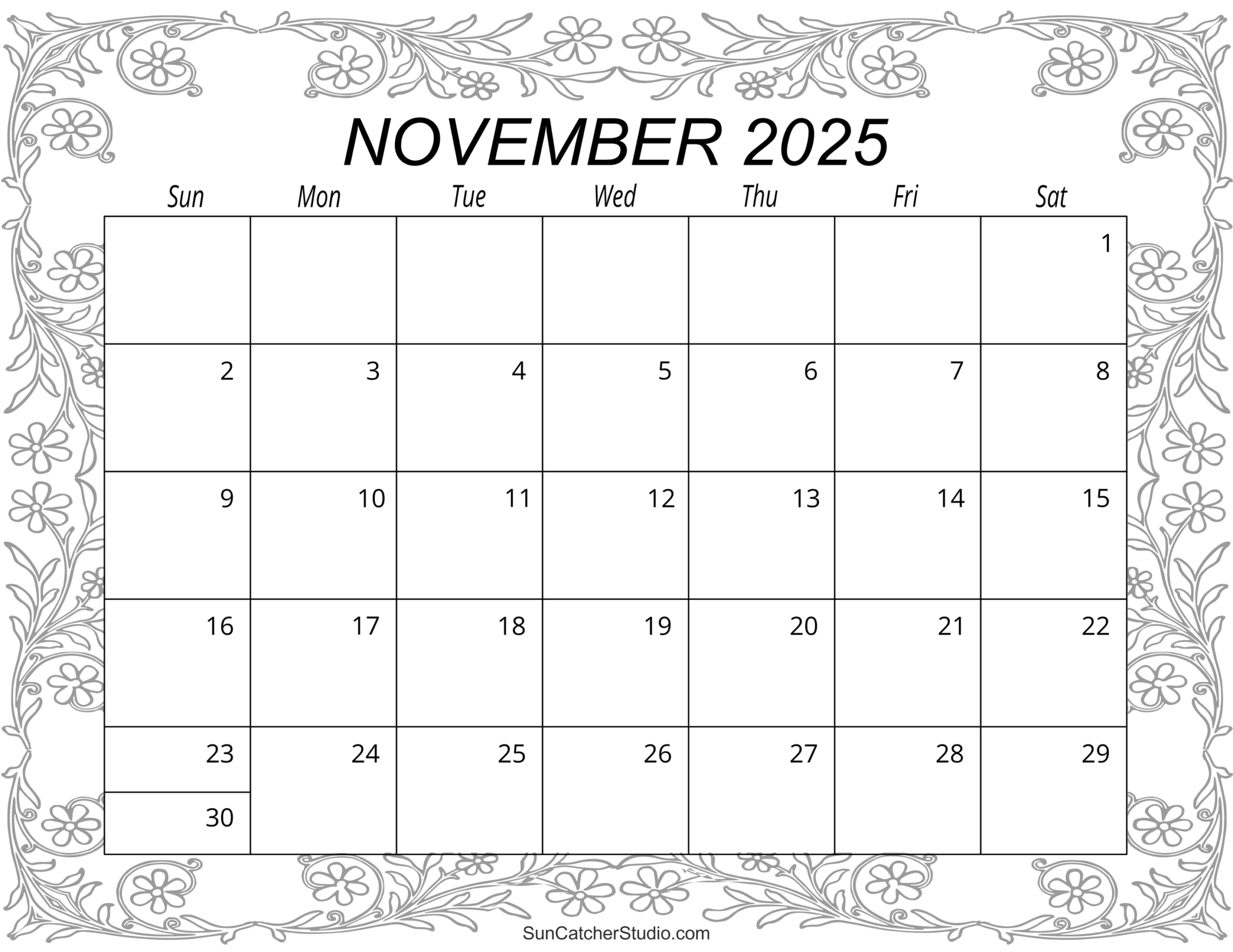 November 2025 Calendar Free Printable Free Printables November 2025 Calendar Free Printable Free Printables