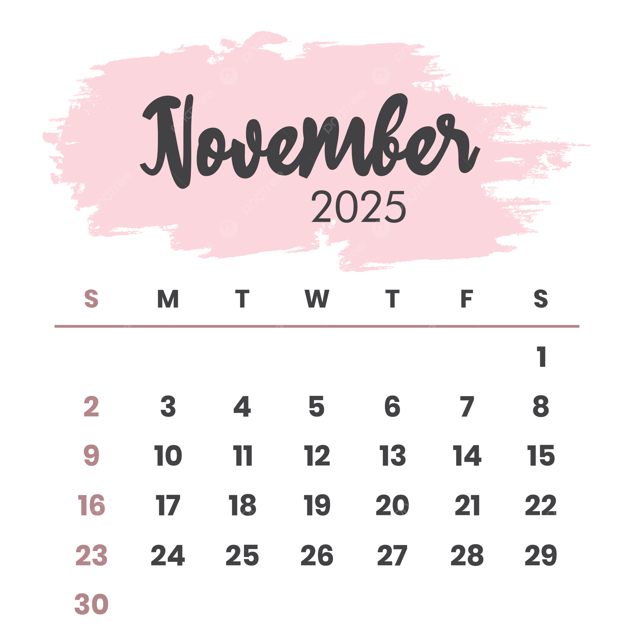 November 2025 Calendar Layout Printable Overlay Organize Task Or Event Vector November 2025 November 2025 Calendar 2025 Calendar PNG And Vector With Transparent Background For Free Download
