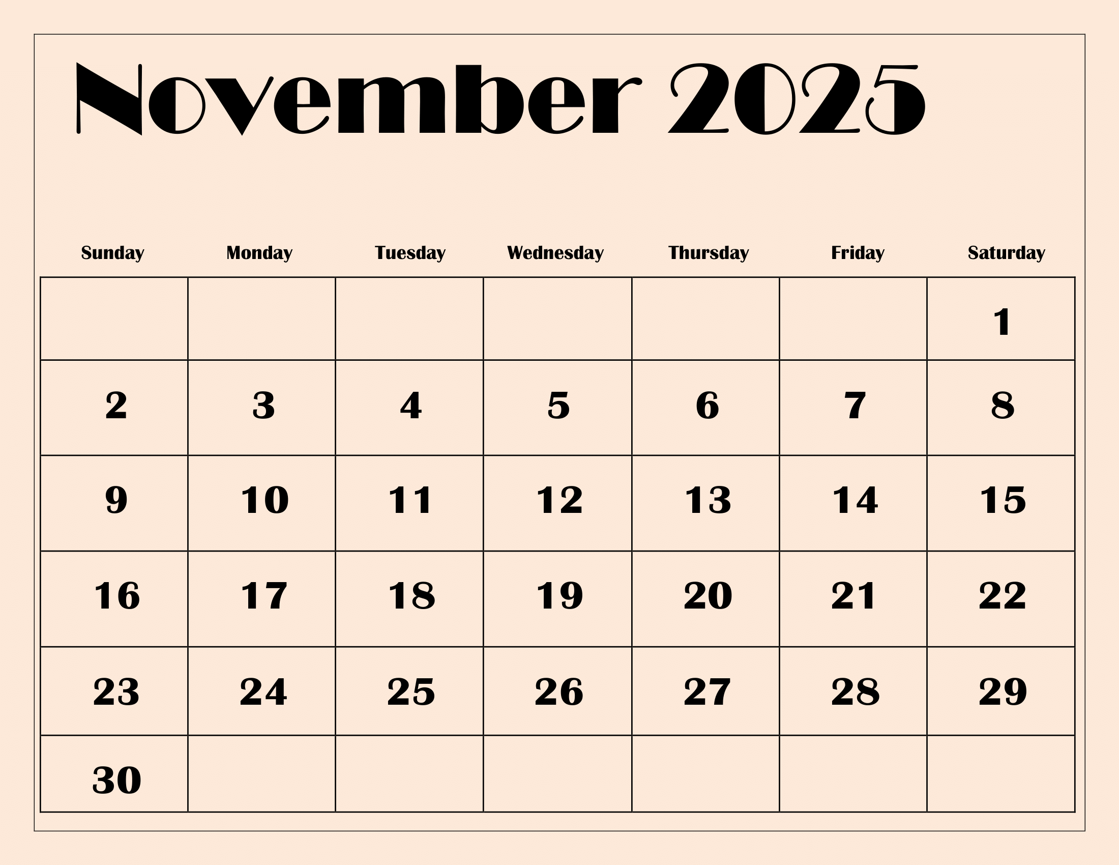 Vertical Calendar November 2025