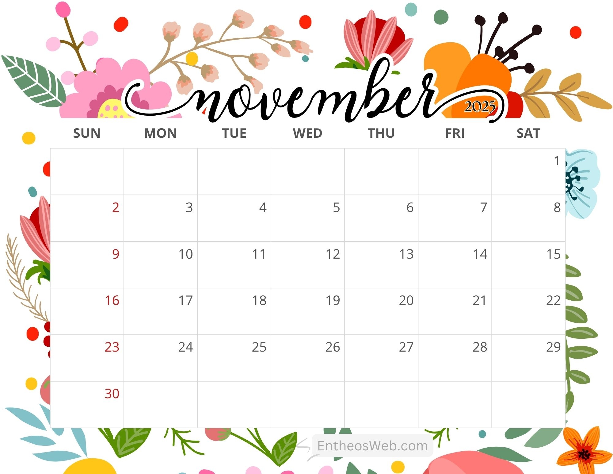 November 2025 Fun Calendar