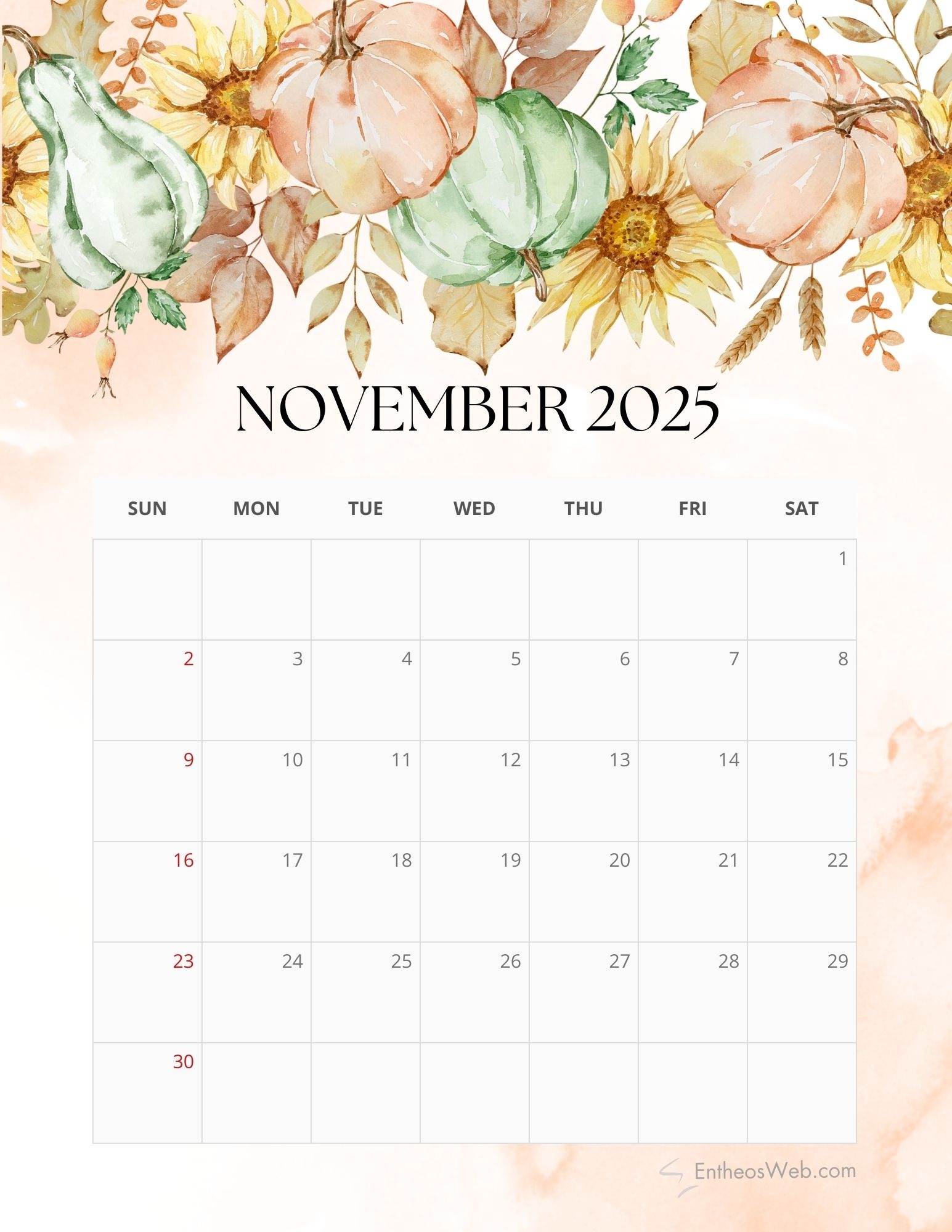 November Calendar 2025 Desktop