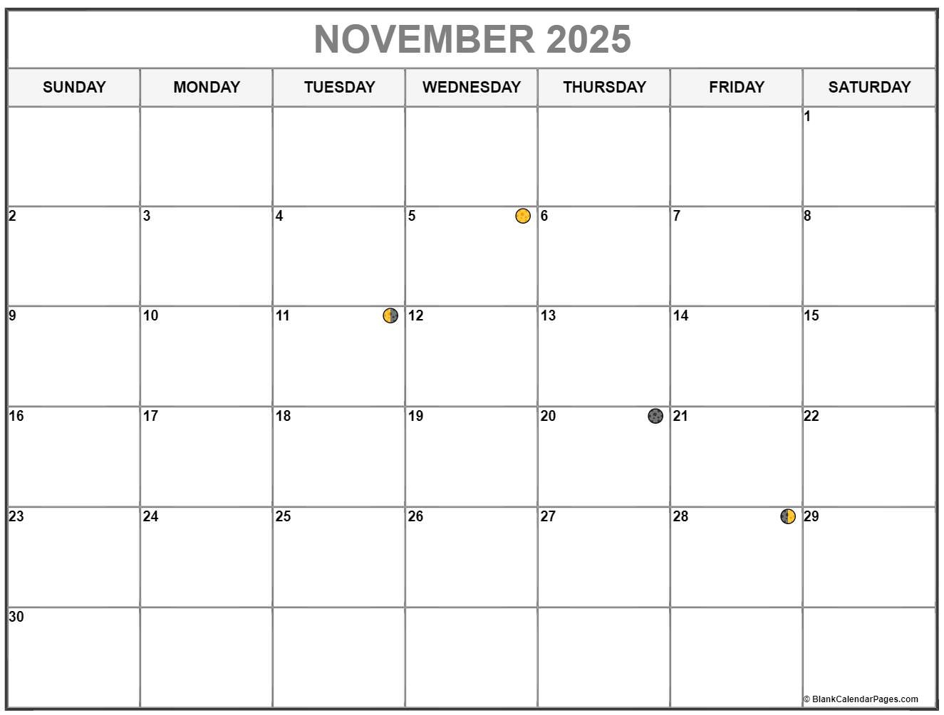 November Moon 2025 Calendar
