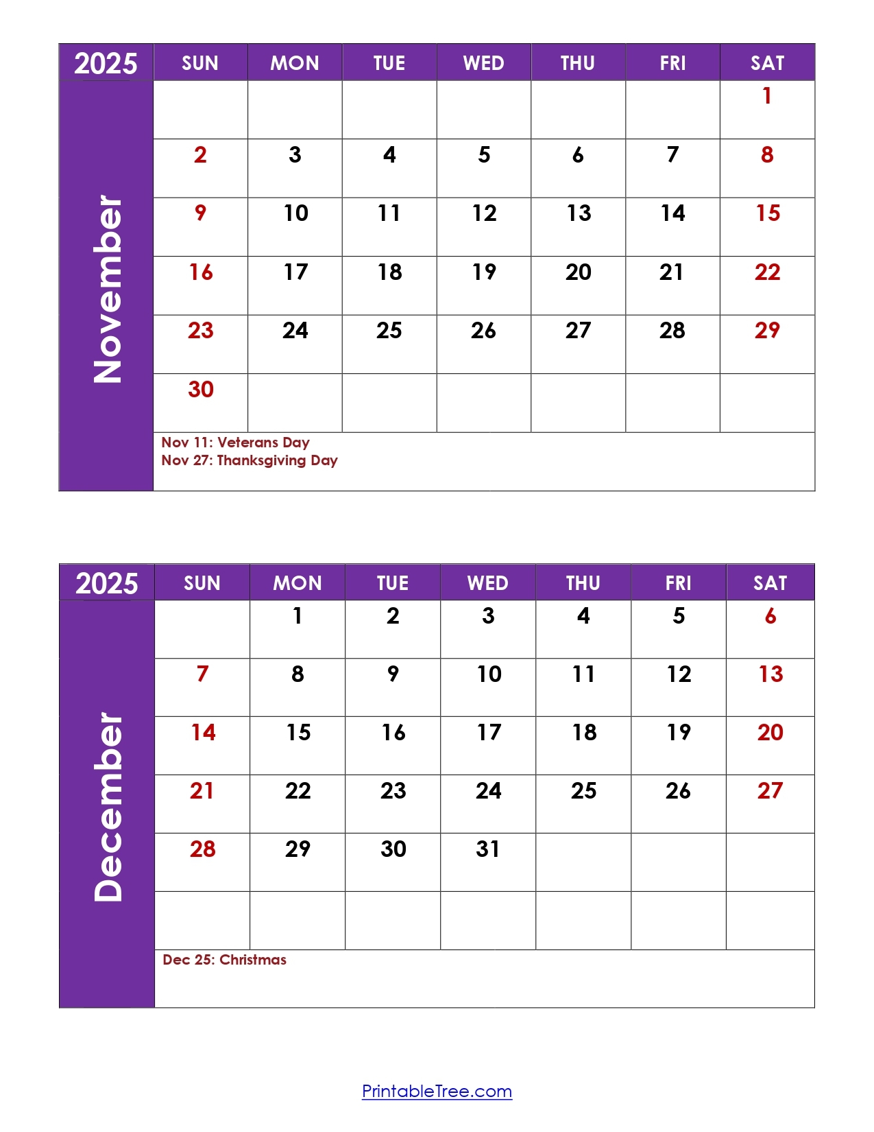 November And December 2025 Calendar Printable PDF Two Months Calendar November And December 2025 Calendar Printable PDF Two Months Calendar