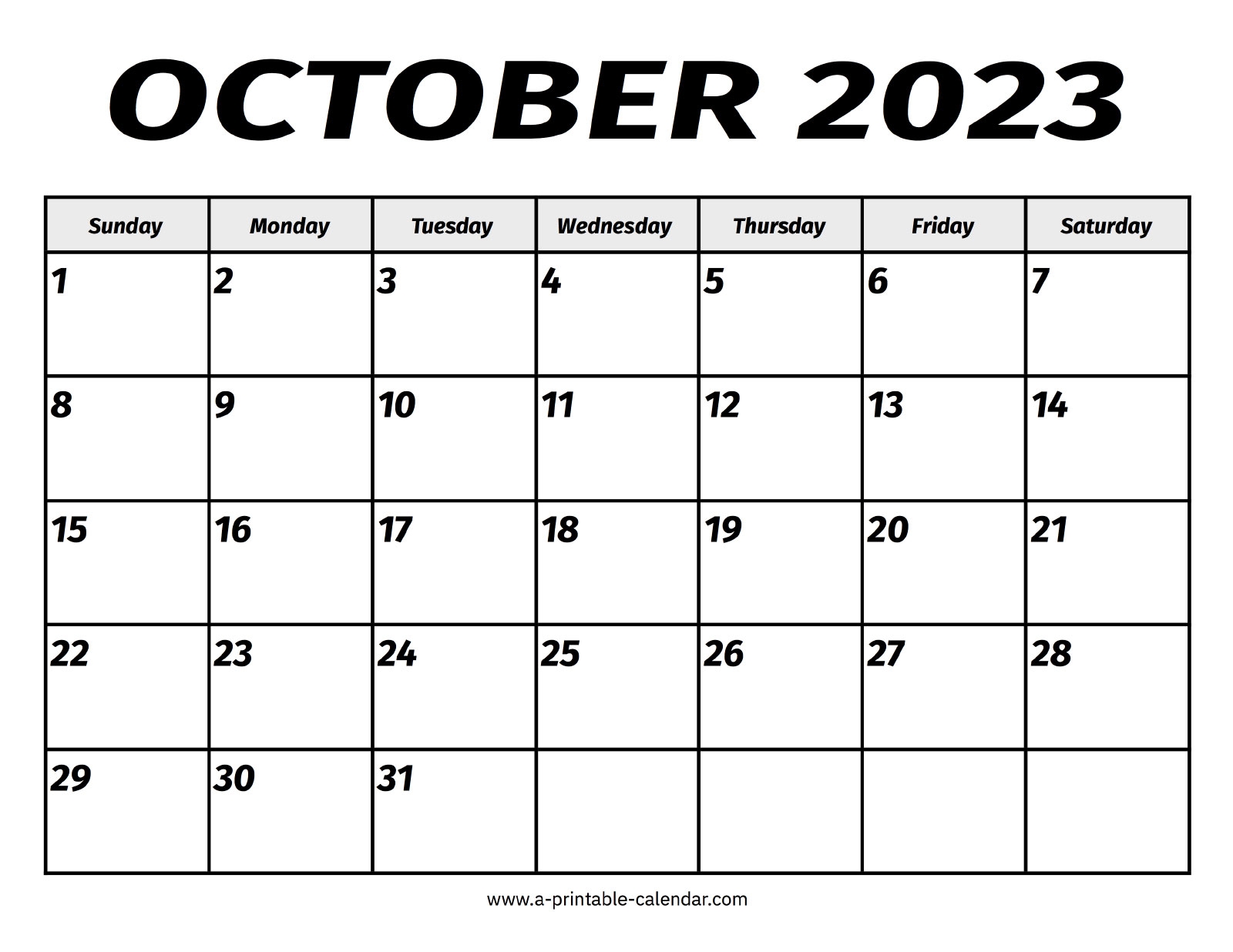 October 2023 Calendar New A Printable Calendar