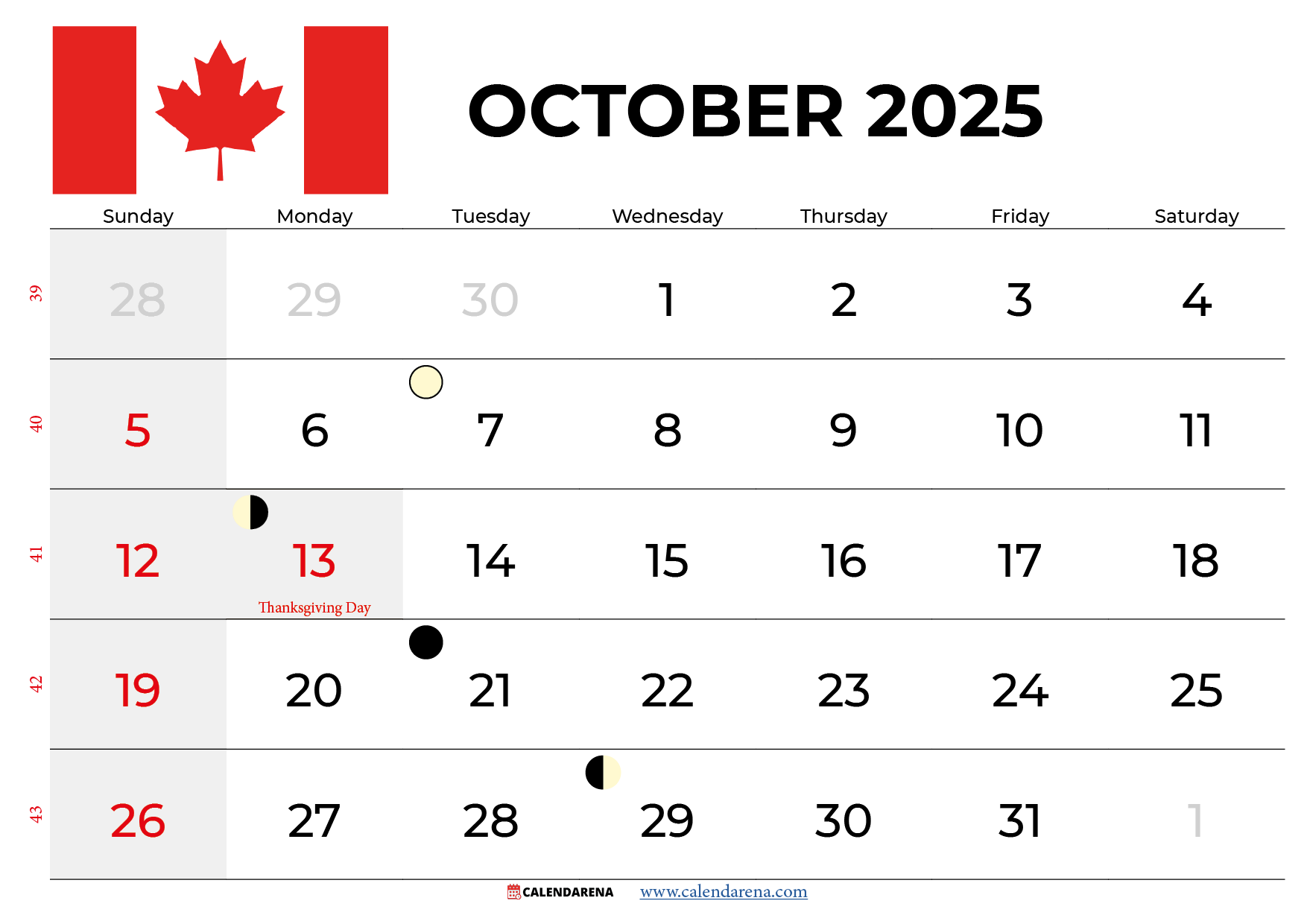 October 2025 Calendar With Holidays Canada