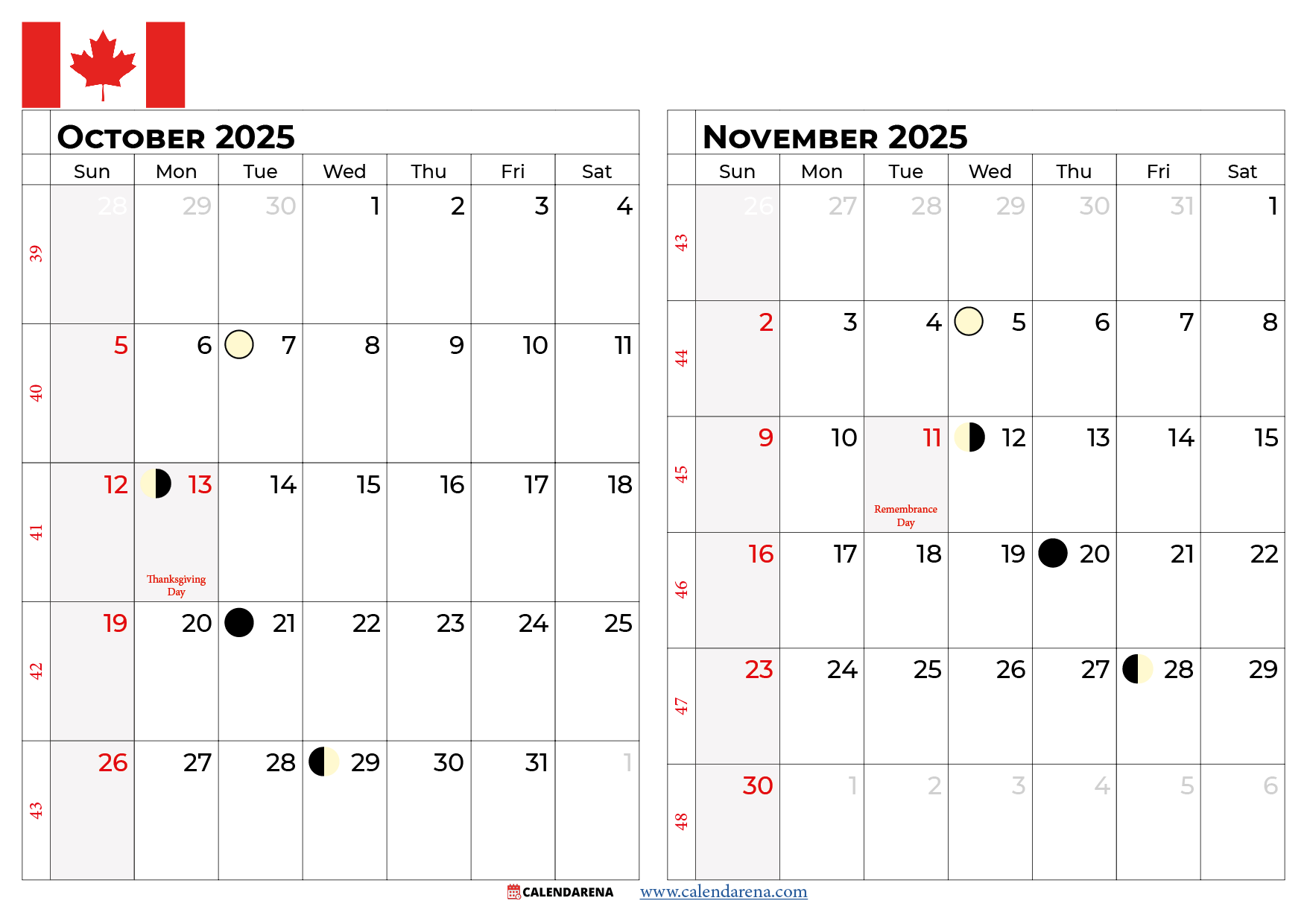 October 2025 Calendar Canada With Holidays