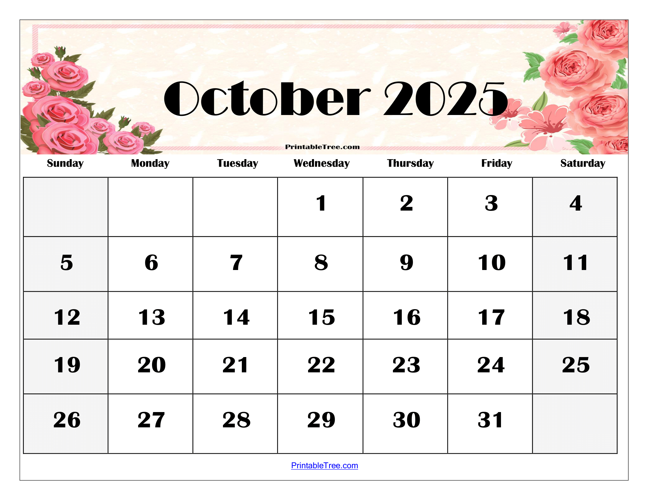 October 2025 Calendar With Holidays Pdf