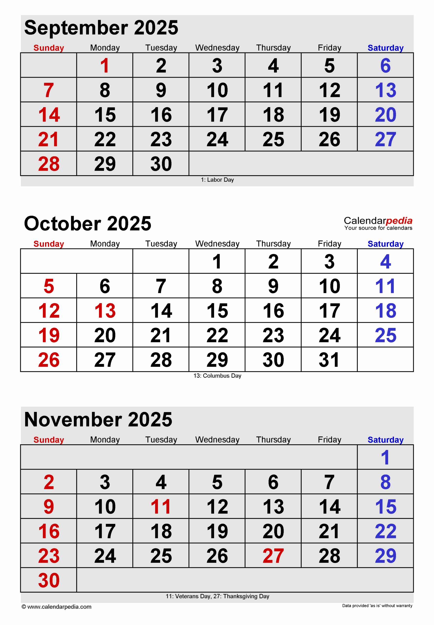 October 2025 Calendar Calendarpedia
