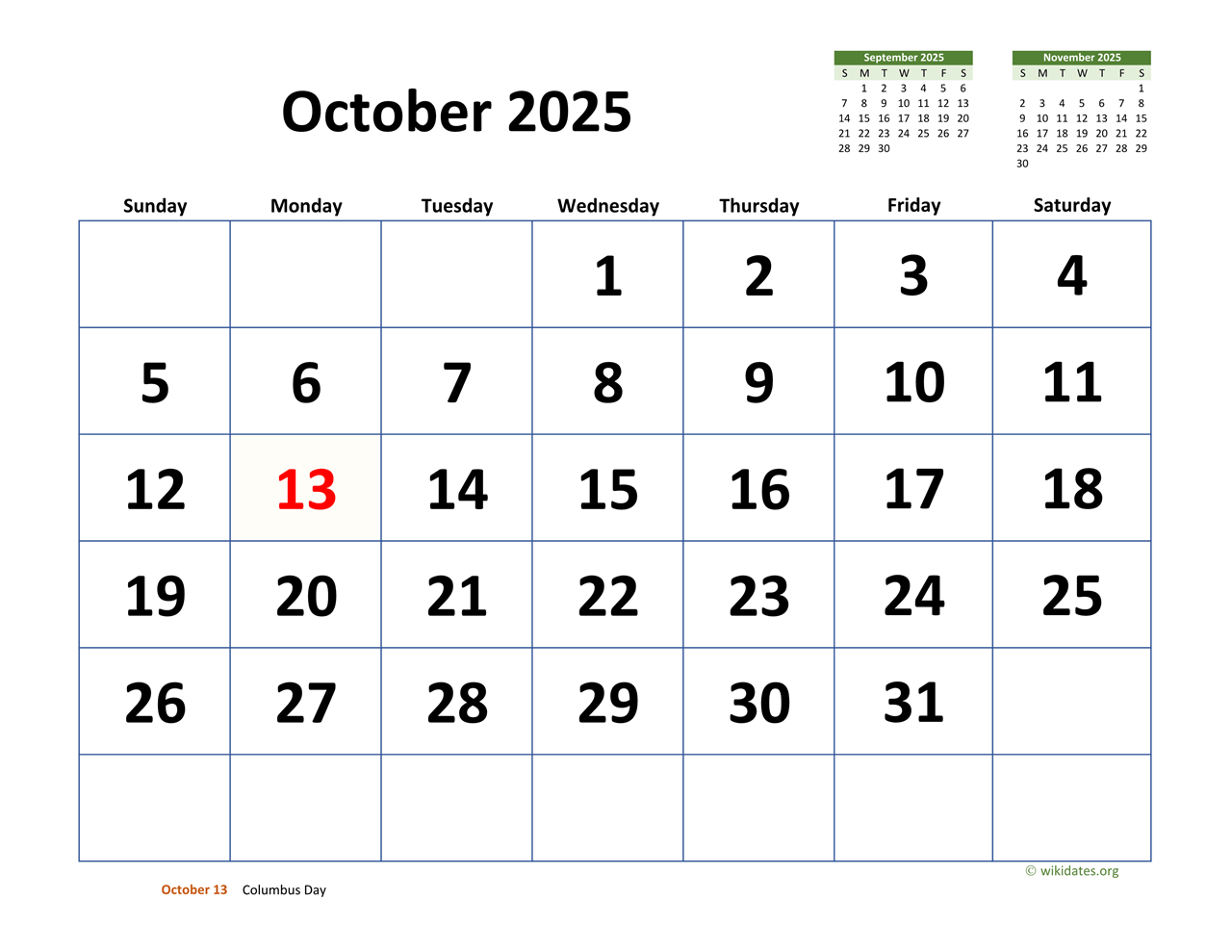 October 29 Calendar 2025