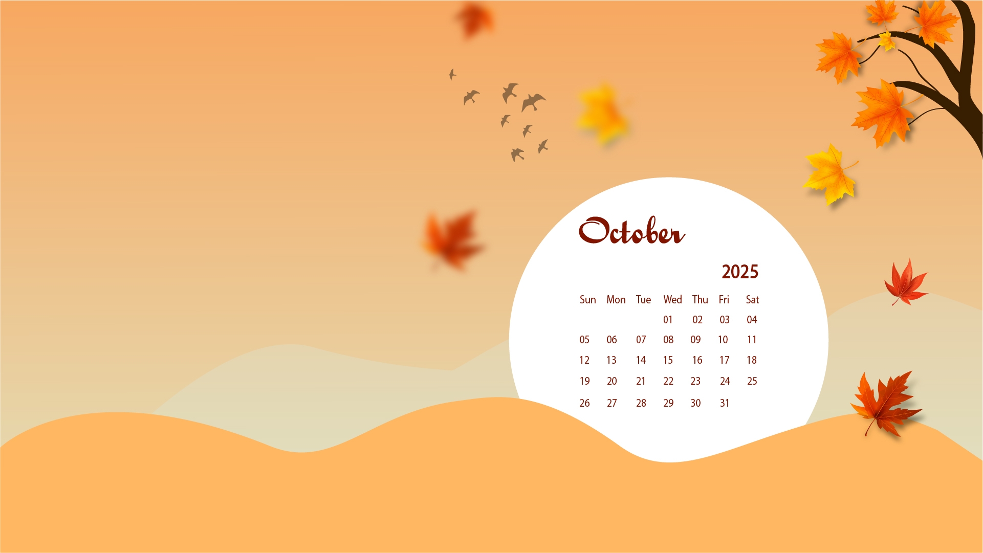 October Calendar Desktop Wallpaper 2025