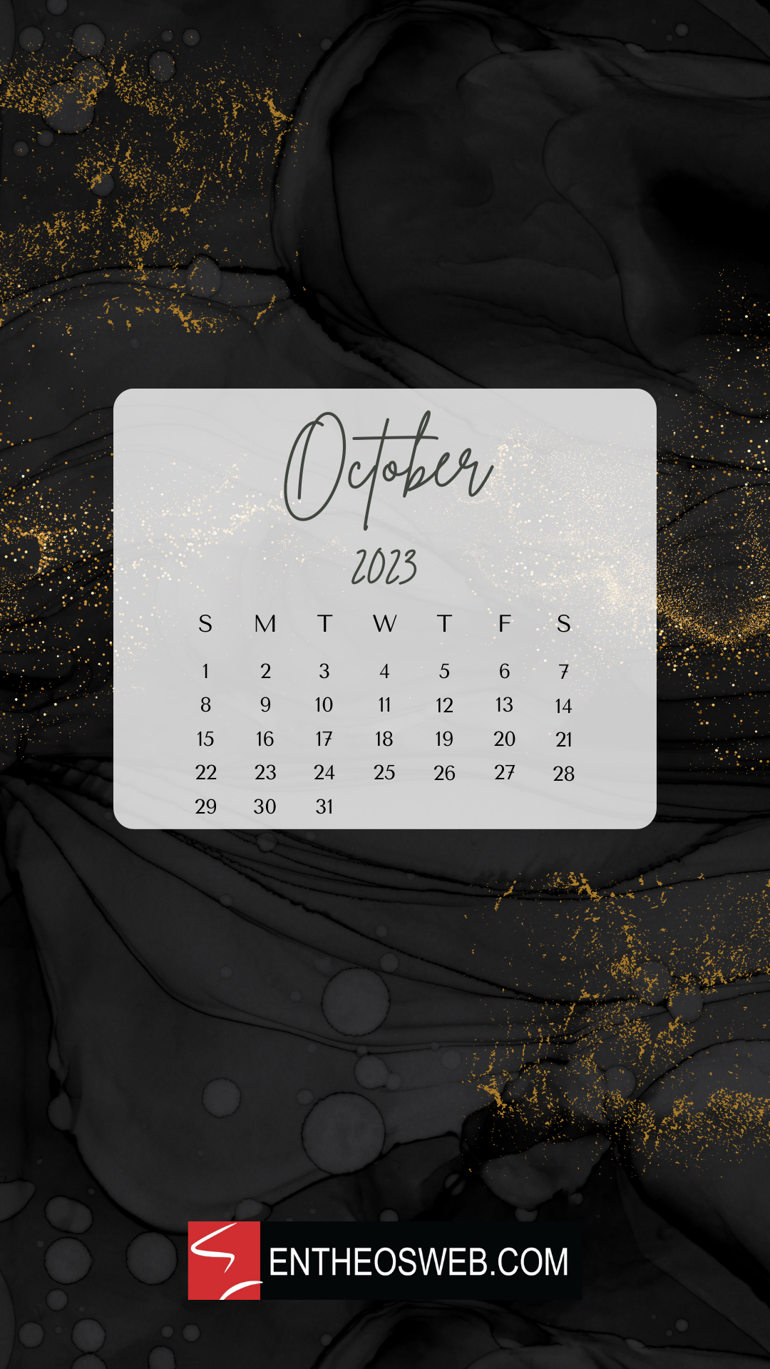 October Calendar Phone Wallpaper EntheosWeb