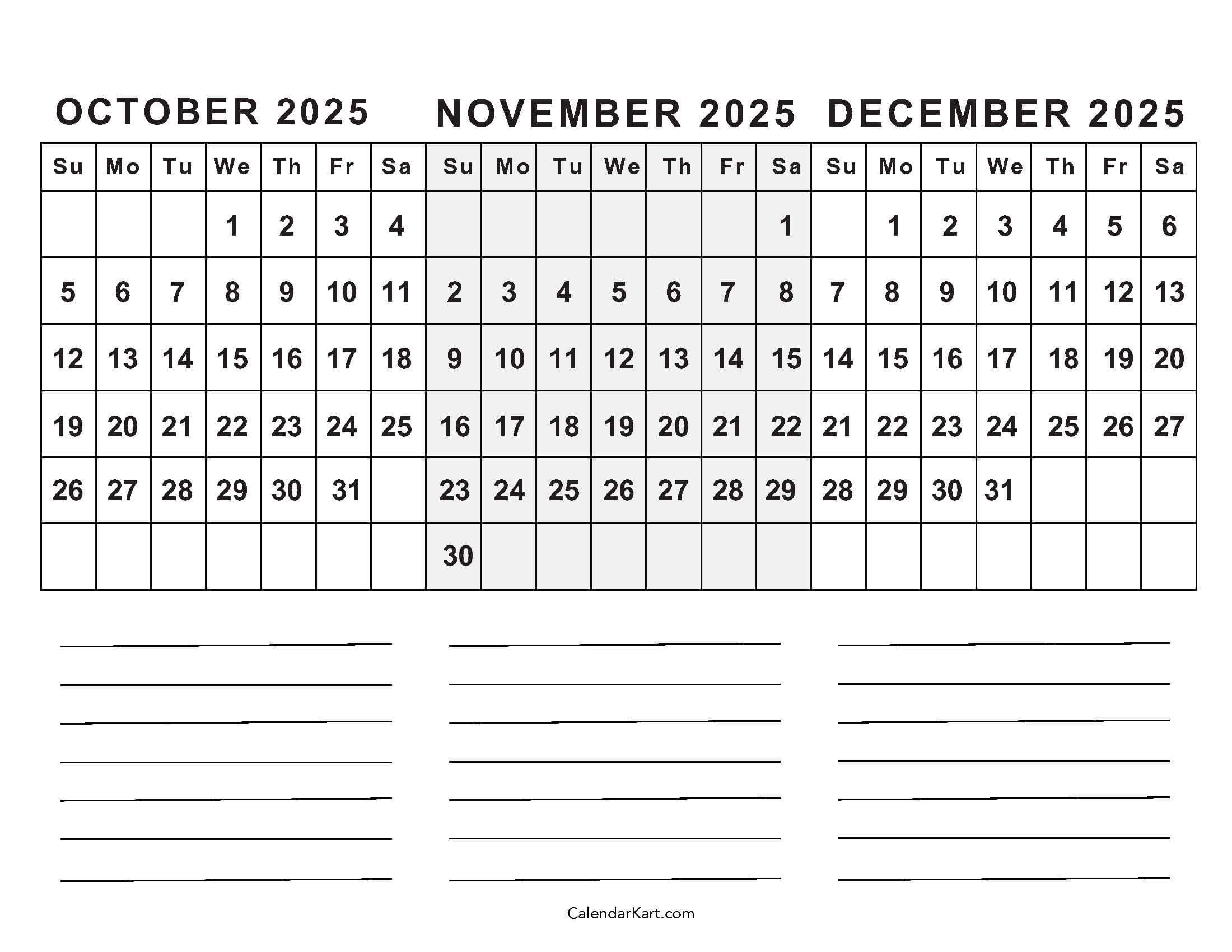 October 2025 To November 2025 Calendar