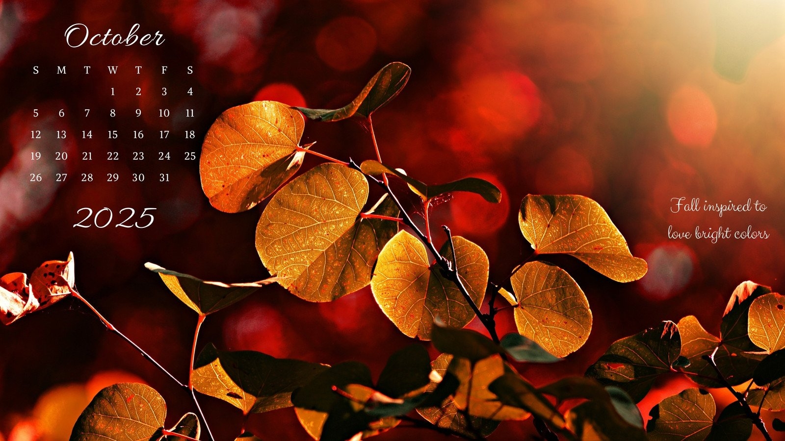 October Calendar Desktop Wallpaper 2025