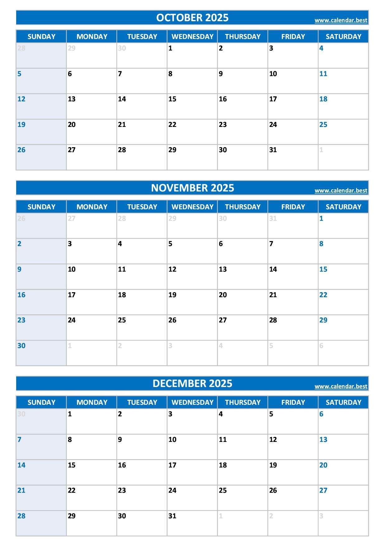 Printable 4th Quarter 2025 Calendar Months Of October November And December 2025 Printable 4th Quarter 2025 Calendar Months Of October November And December 2025