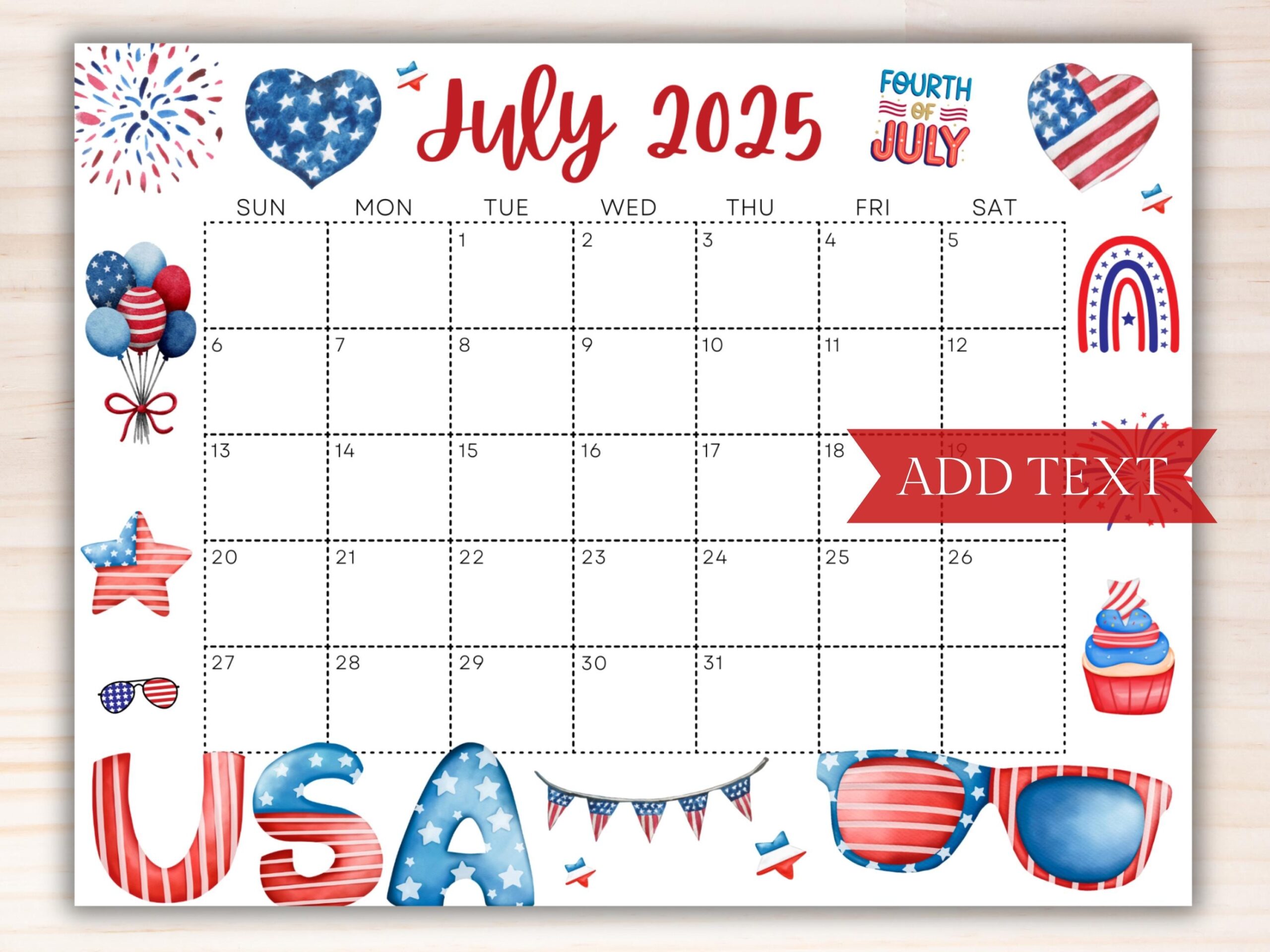 Printable Fourth Of July 2025 Calendar Editable Summer Calendar Printable Fourth Of July 2025 Calendar Editable Summer Calendar