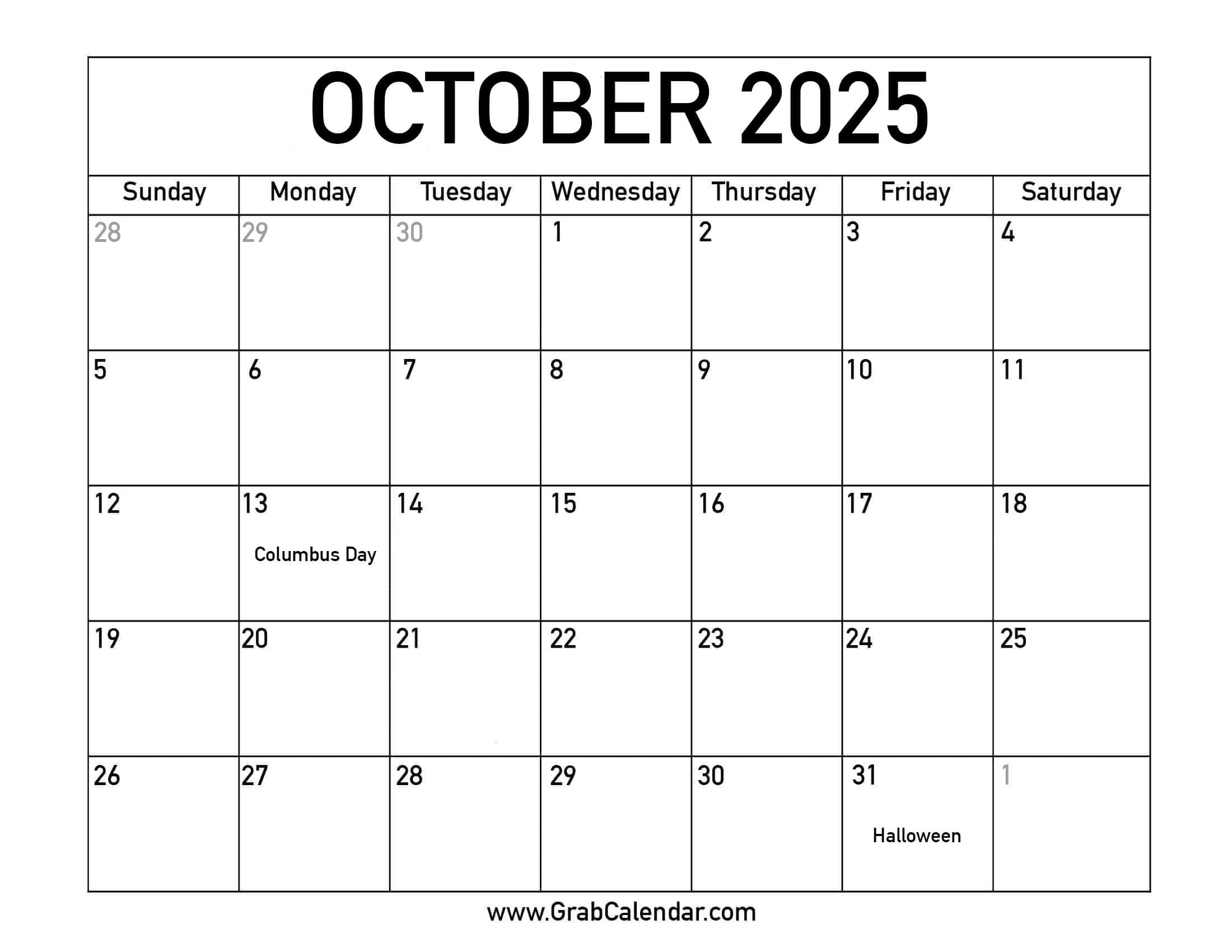 Special Days In October 2025 Calendar