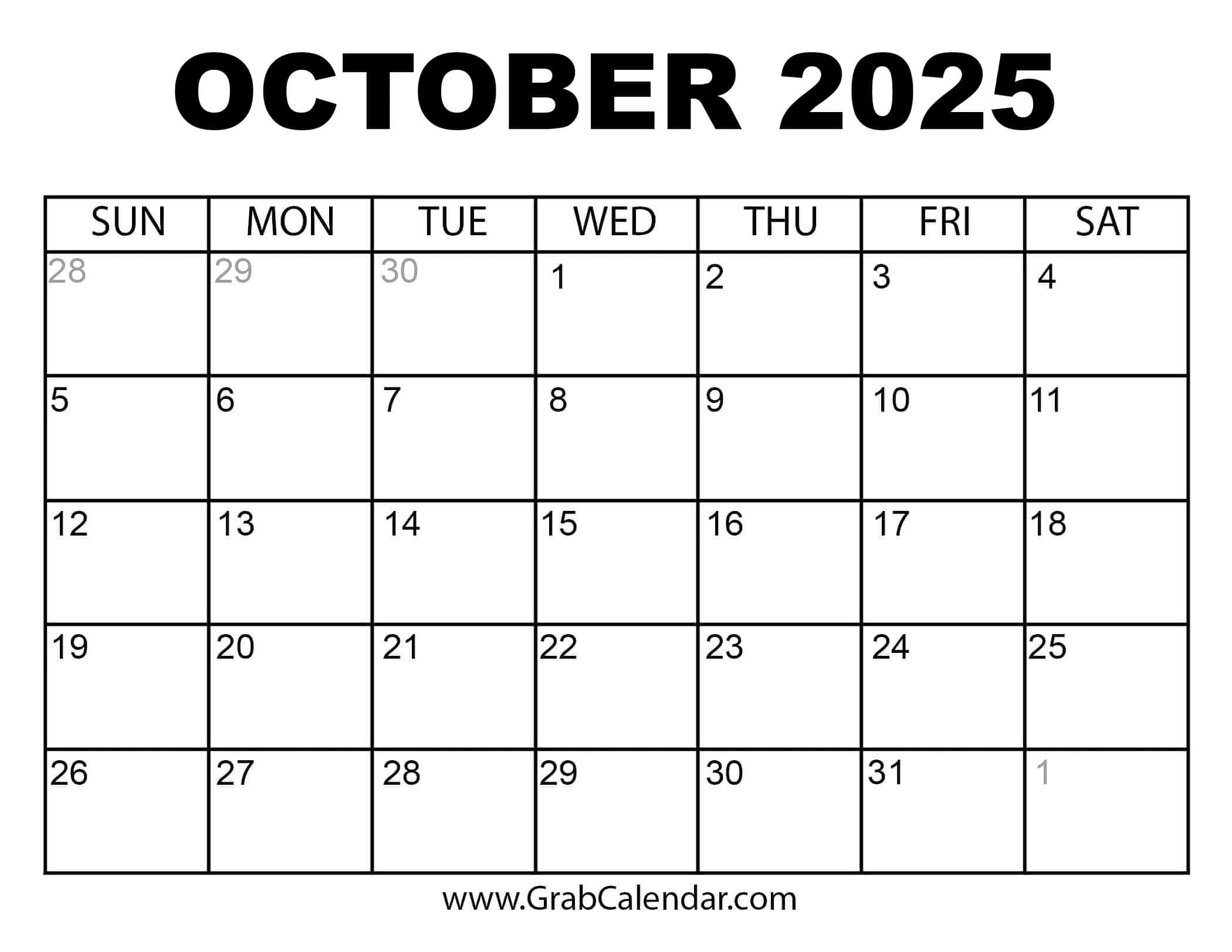 Weather Calendar For October 2025