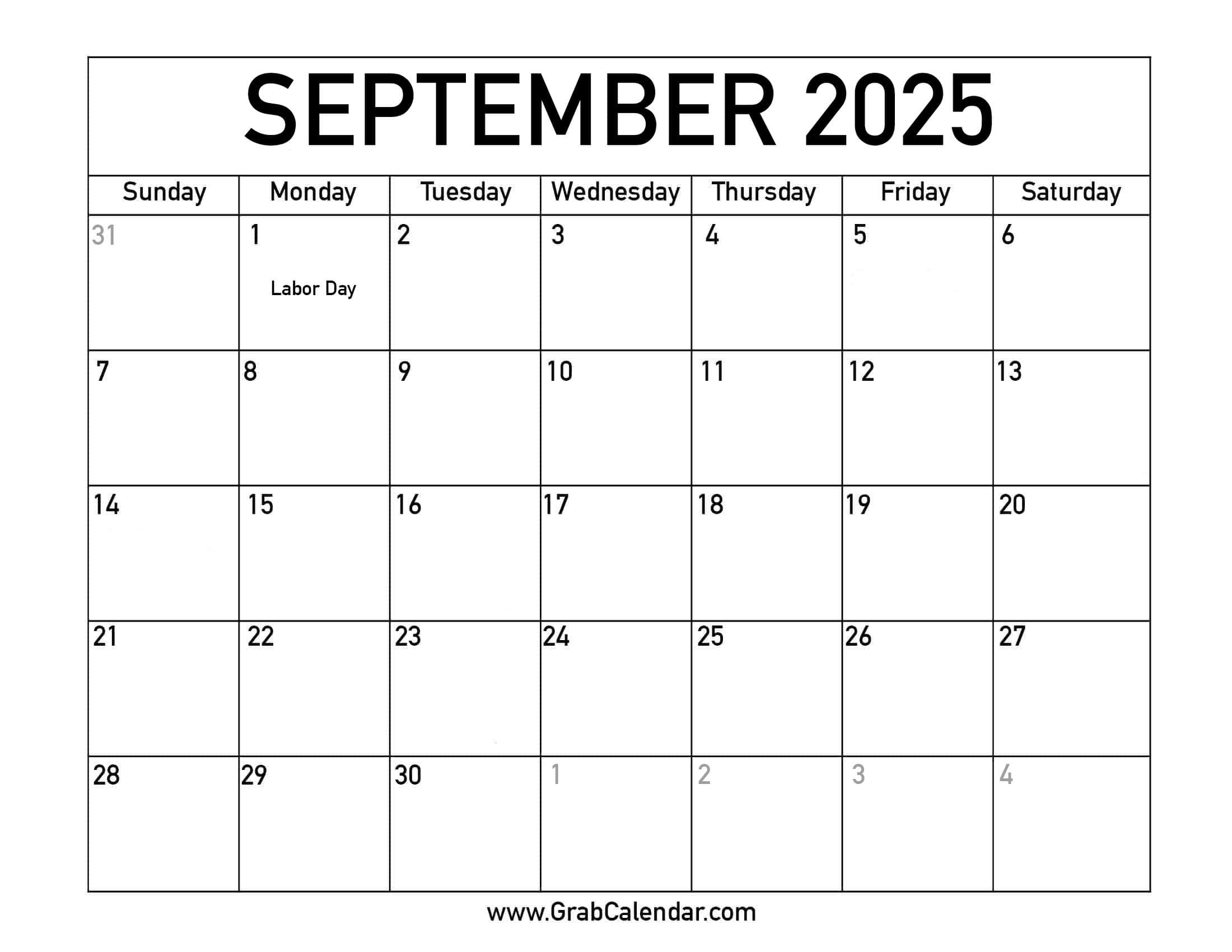September Calendar Of Events 2025