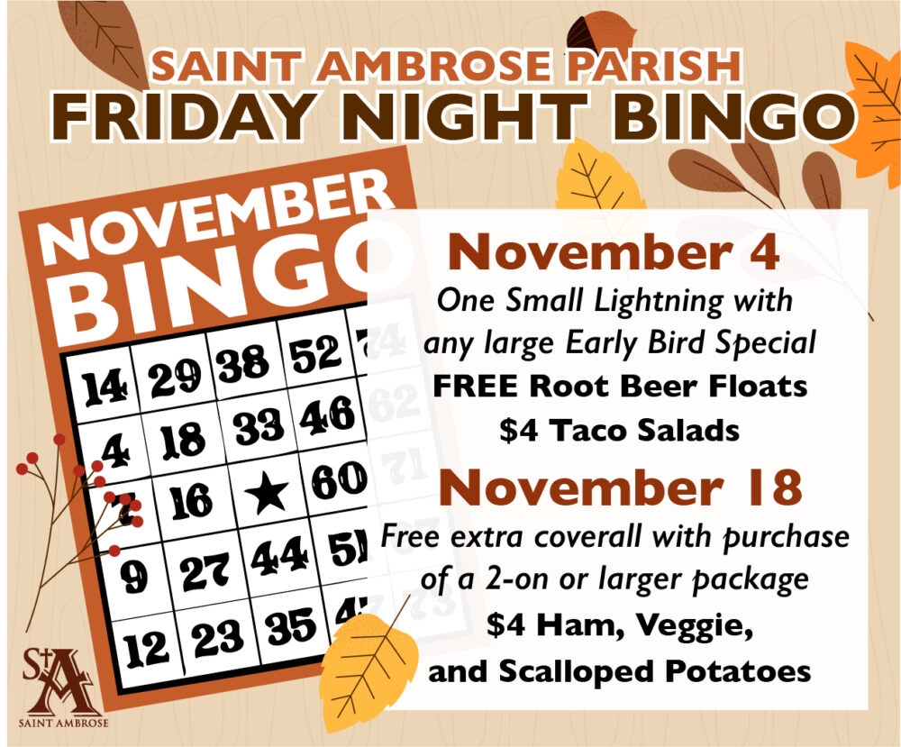 SA Nov Bingo Ad Saint Ambrose Catholic Parish