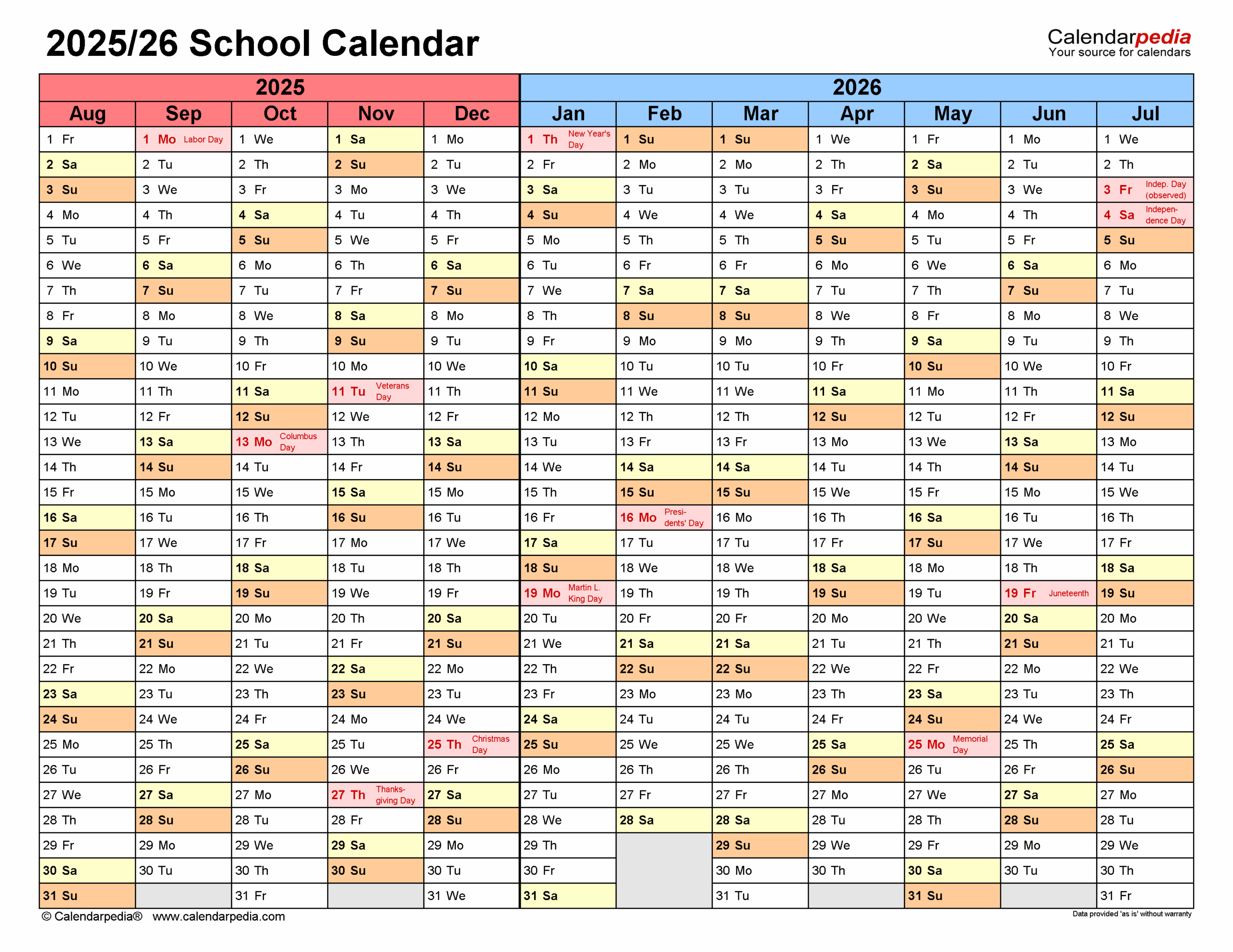 Augusta County 2025 2026 School Calendar Printable