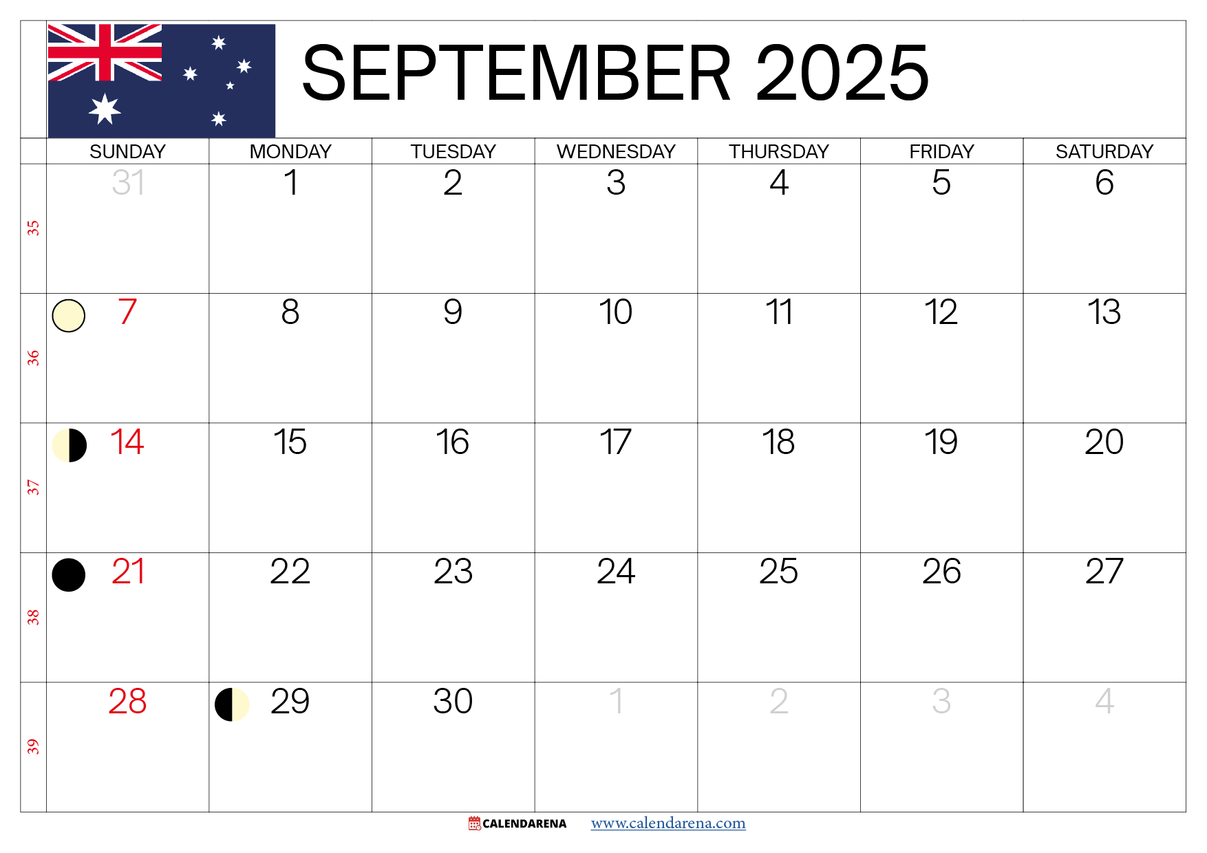 September 2025 Calendar Australia