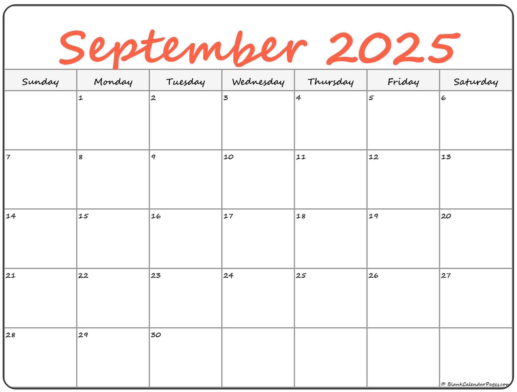 September 2025 Calendar Big Numbers September 2025 Calendar Big Numbers