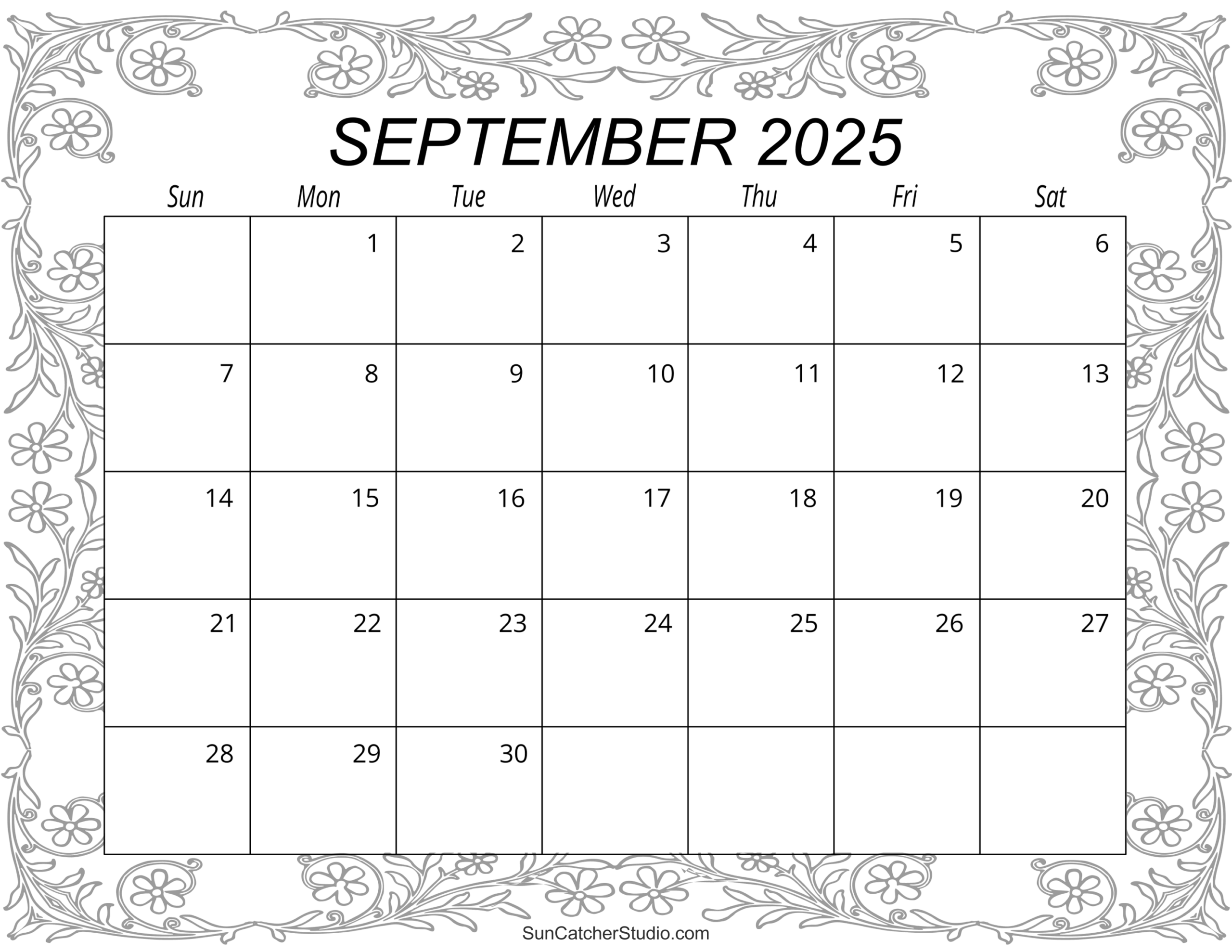 September 2025 Calendar Template Free Download