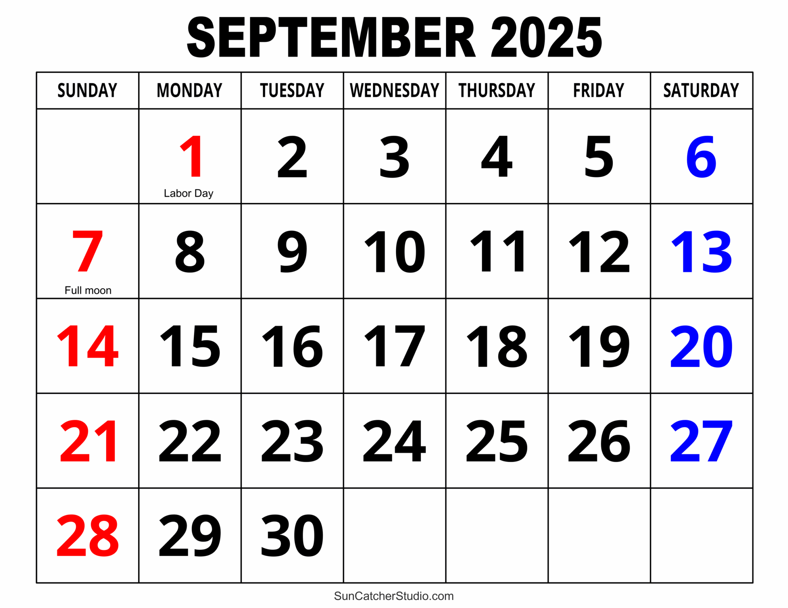 September 2025 Calendar Cute Printable