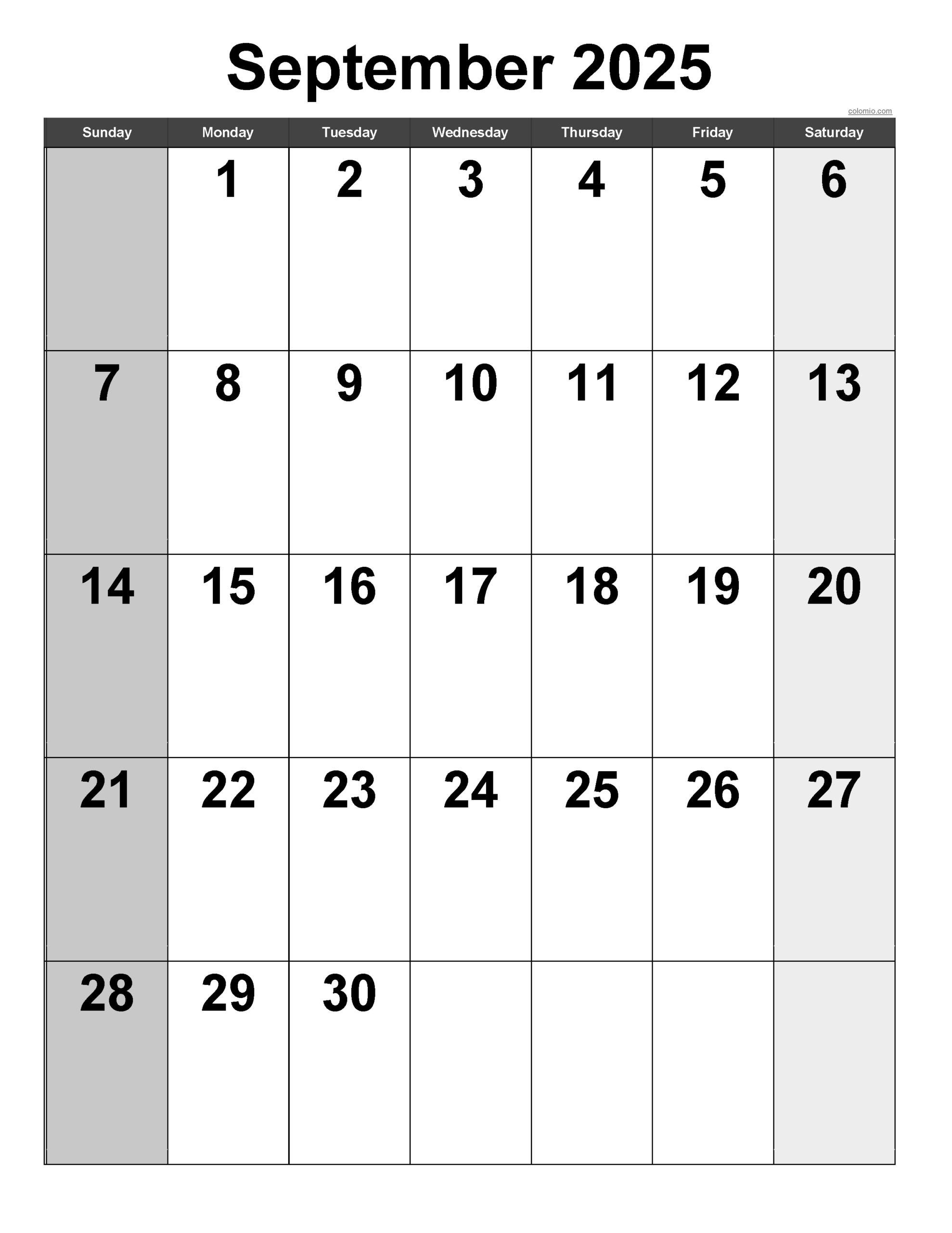 September 2025 Coloring Calendar