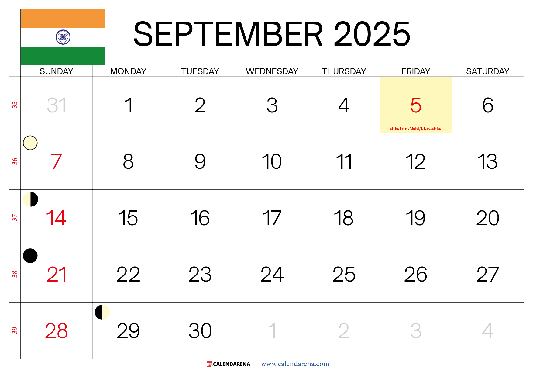September 2025 Calendar India September 2025 Calendar India