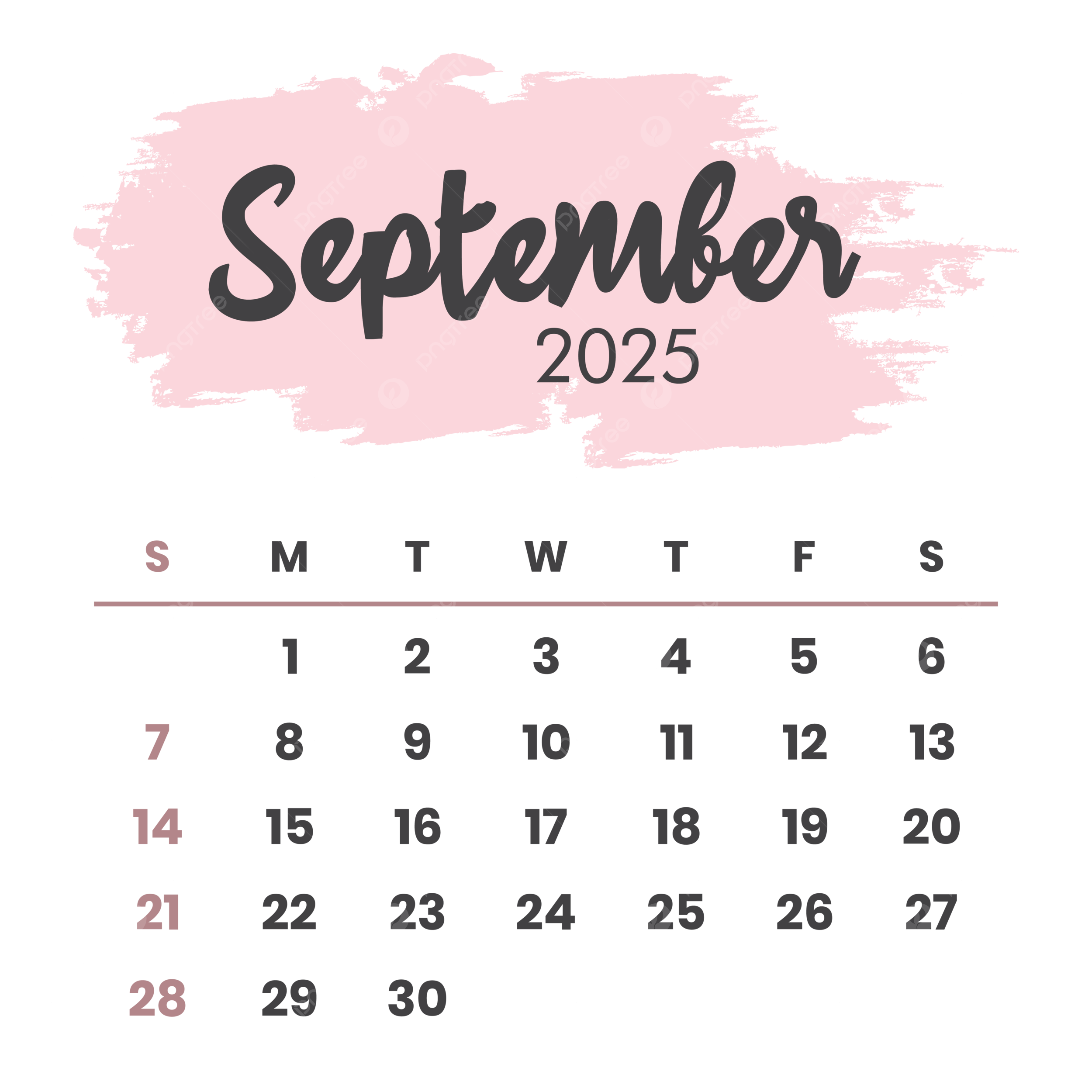 September 2025 Calendar PNG Transparent Images Free Download Vector Files Pngtree