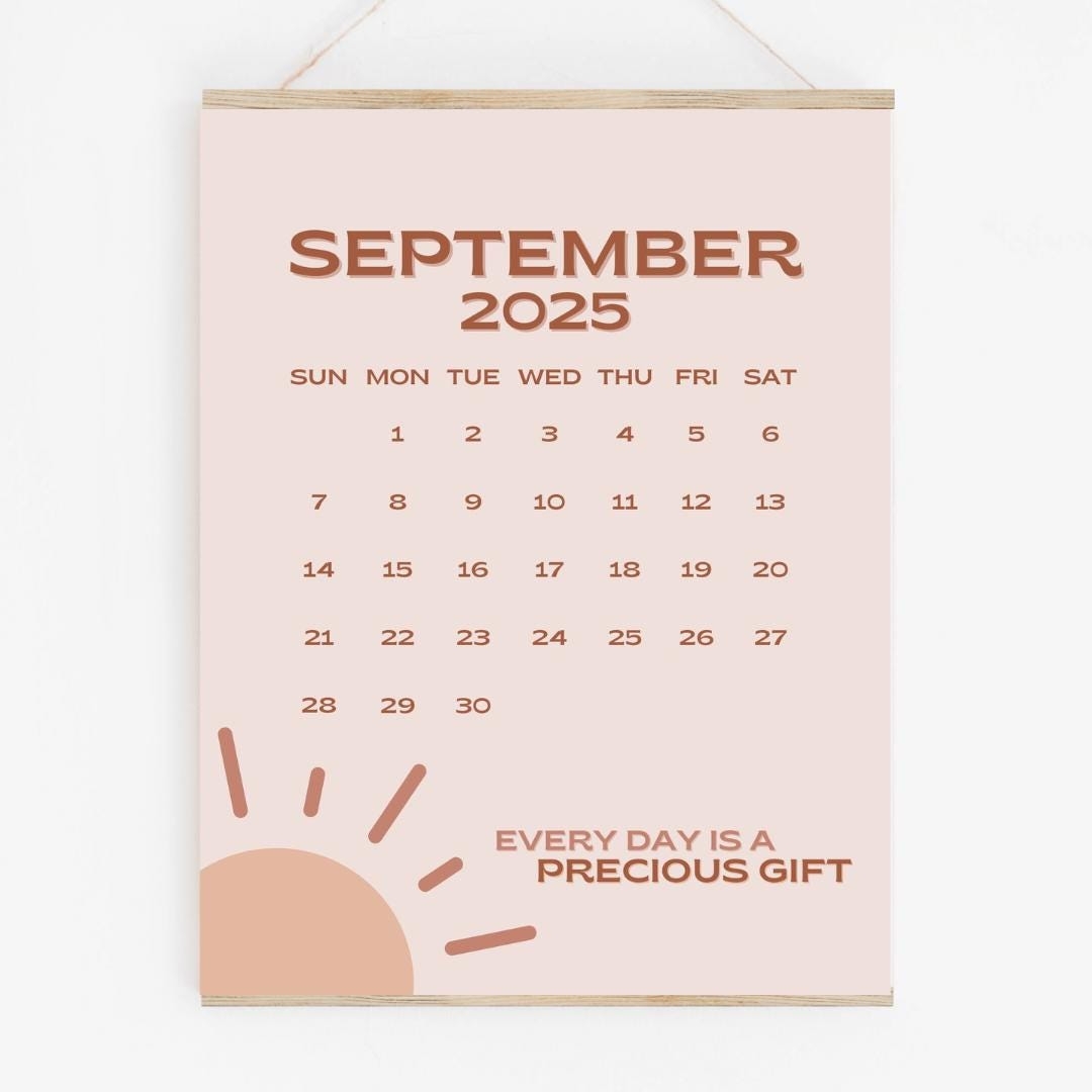 September 2025 Calendar Printable PDF September 2025 Calendar Page September 2025 Boho September 2025 Calendar Sept Cal Digital Download Etsy