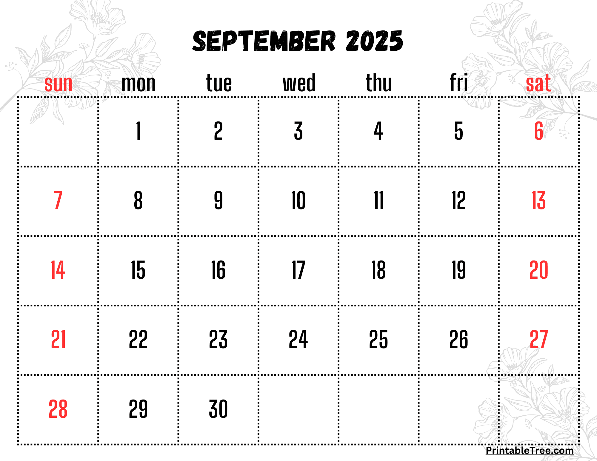September 2025 Downloadable Calendar