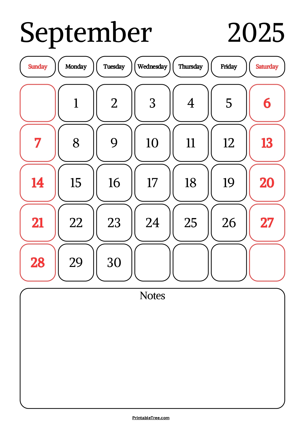 September 2025 Calendar Printable PDF Template With Holidays