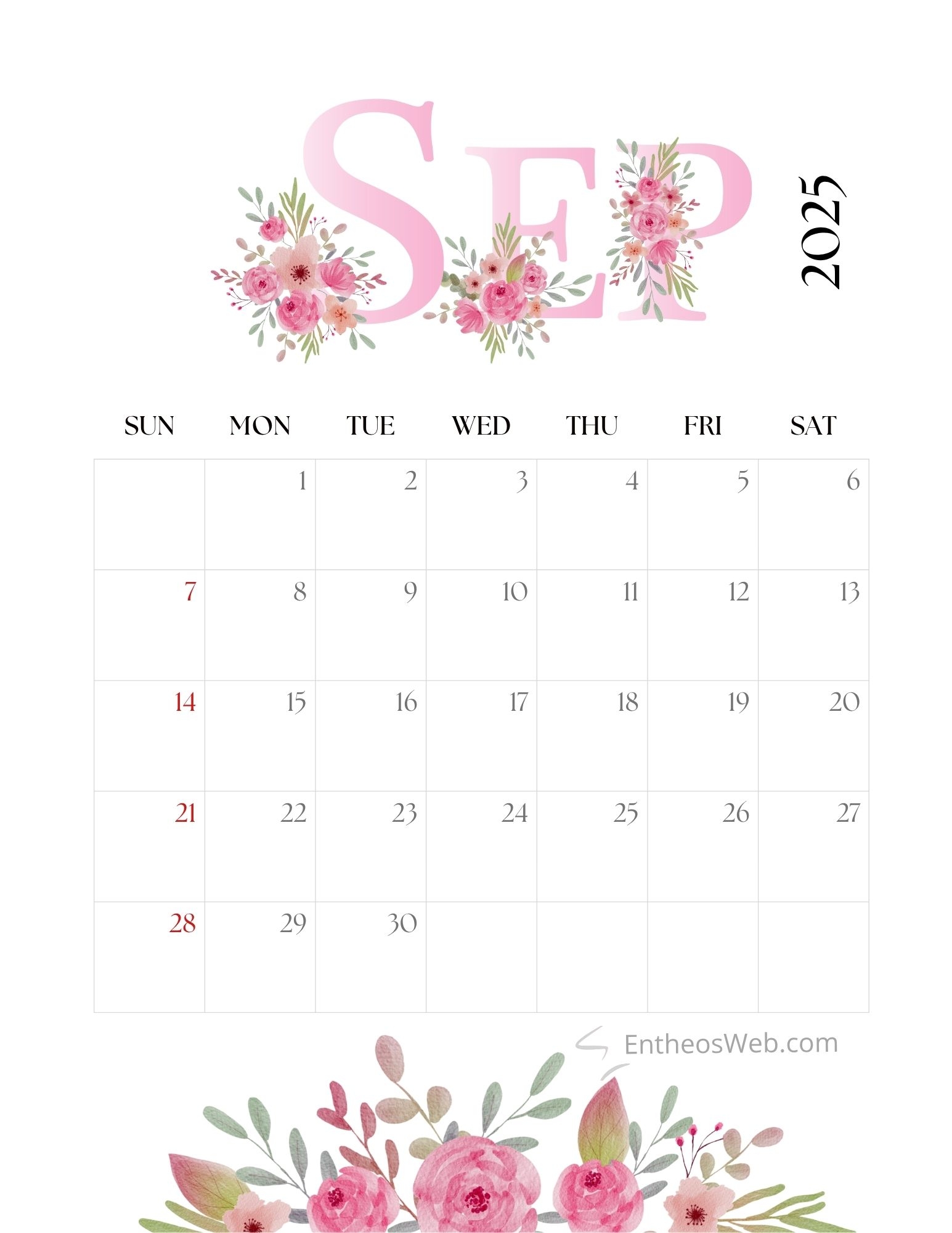 September Calendar 2025 Vertical