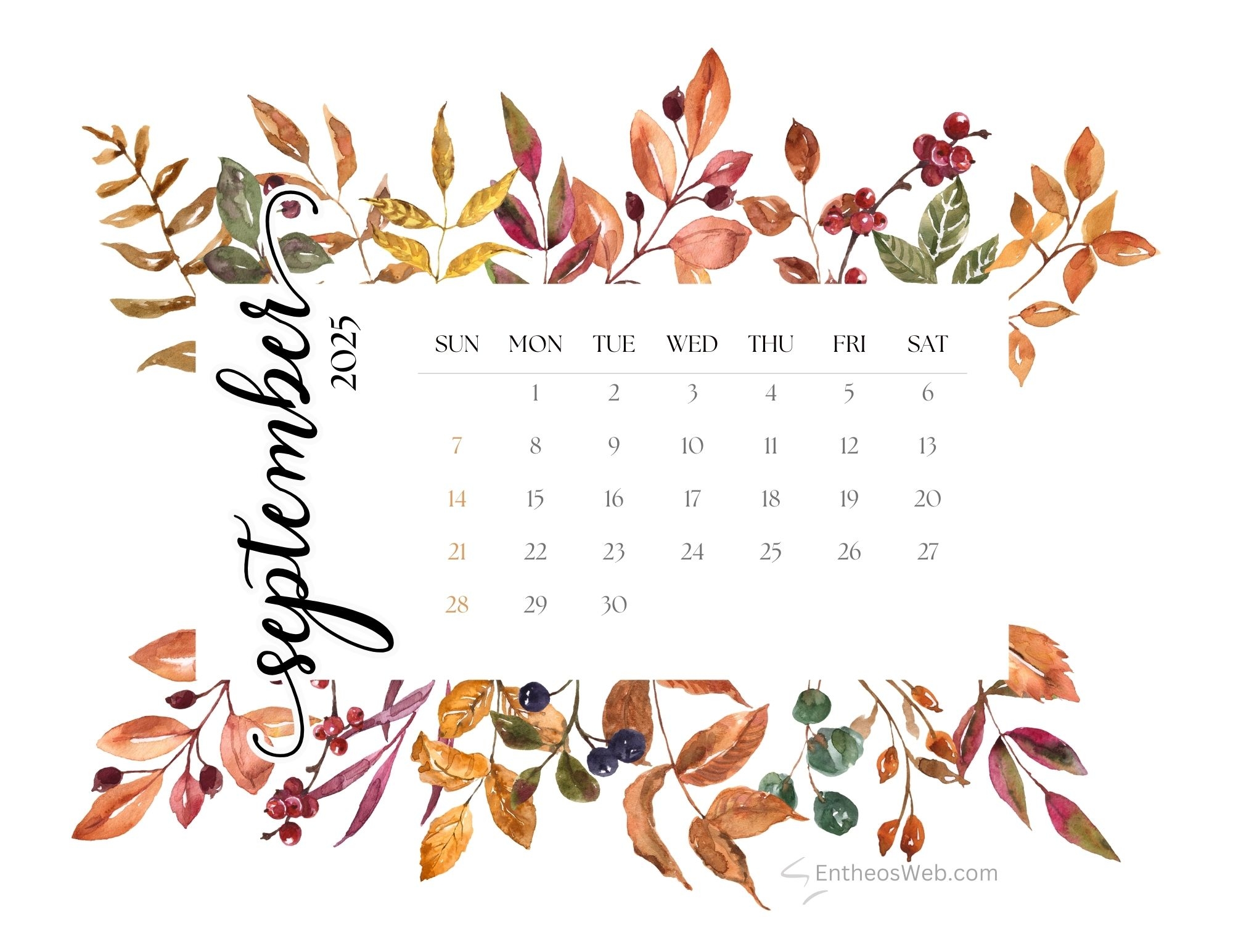 September Background Calendar 2025