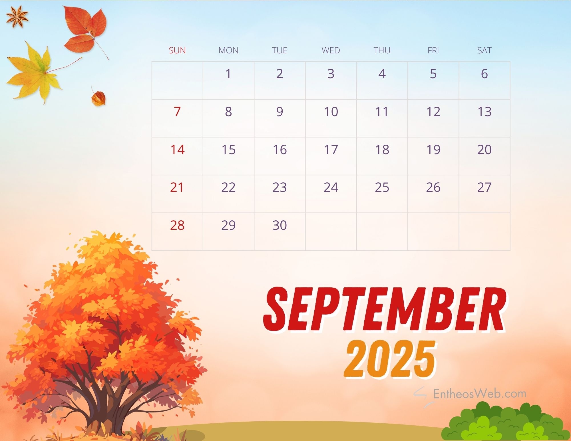 September 2025 Calendar Printables EntheosWeb