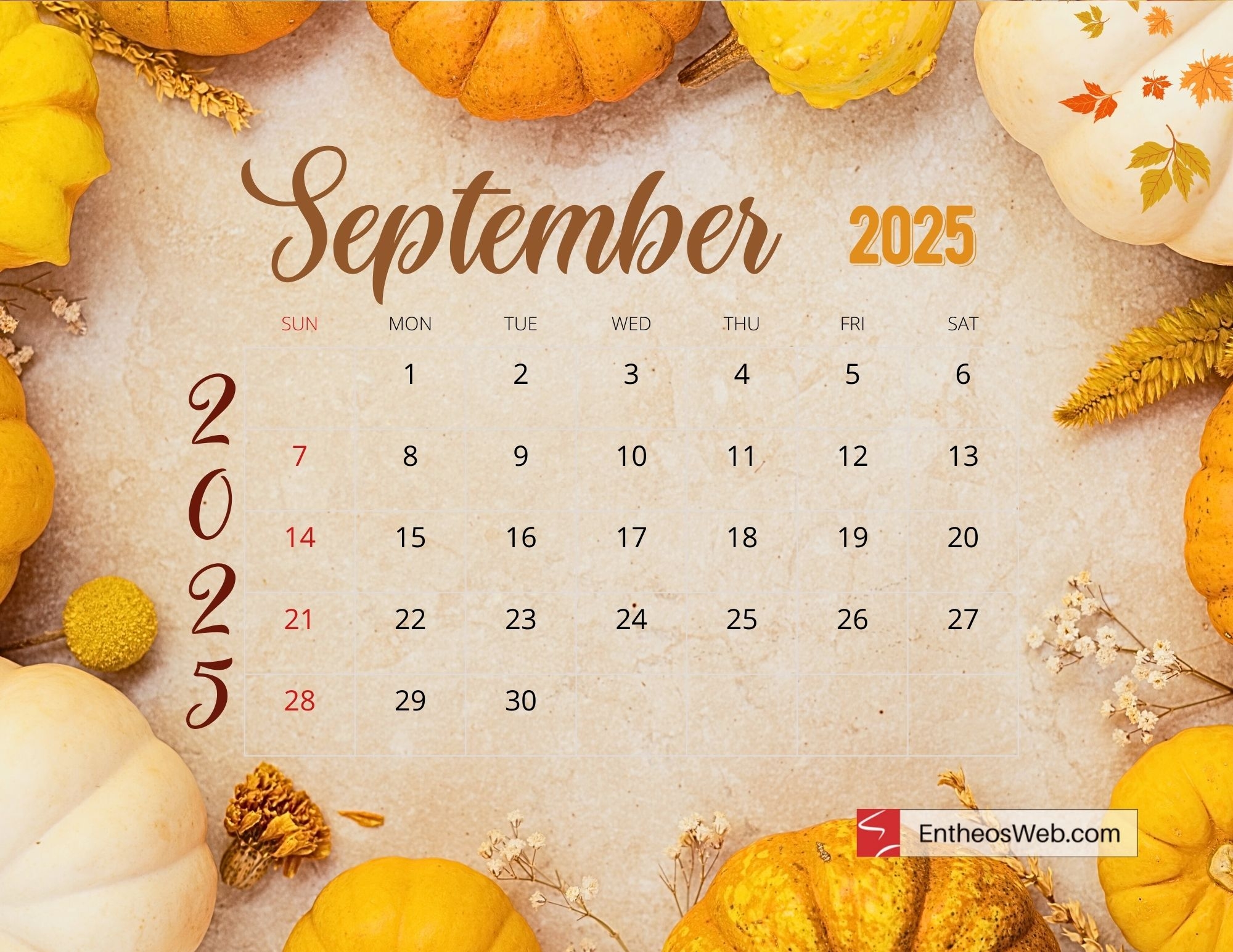 September 2025 Calendar Screensaver