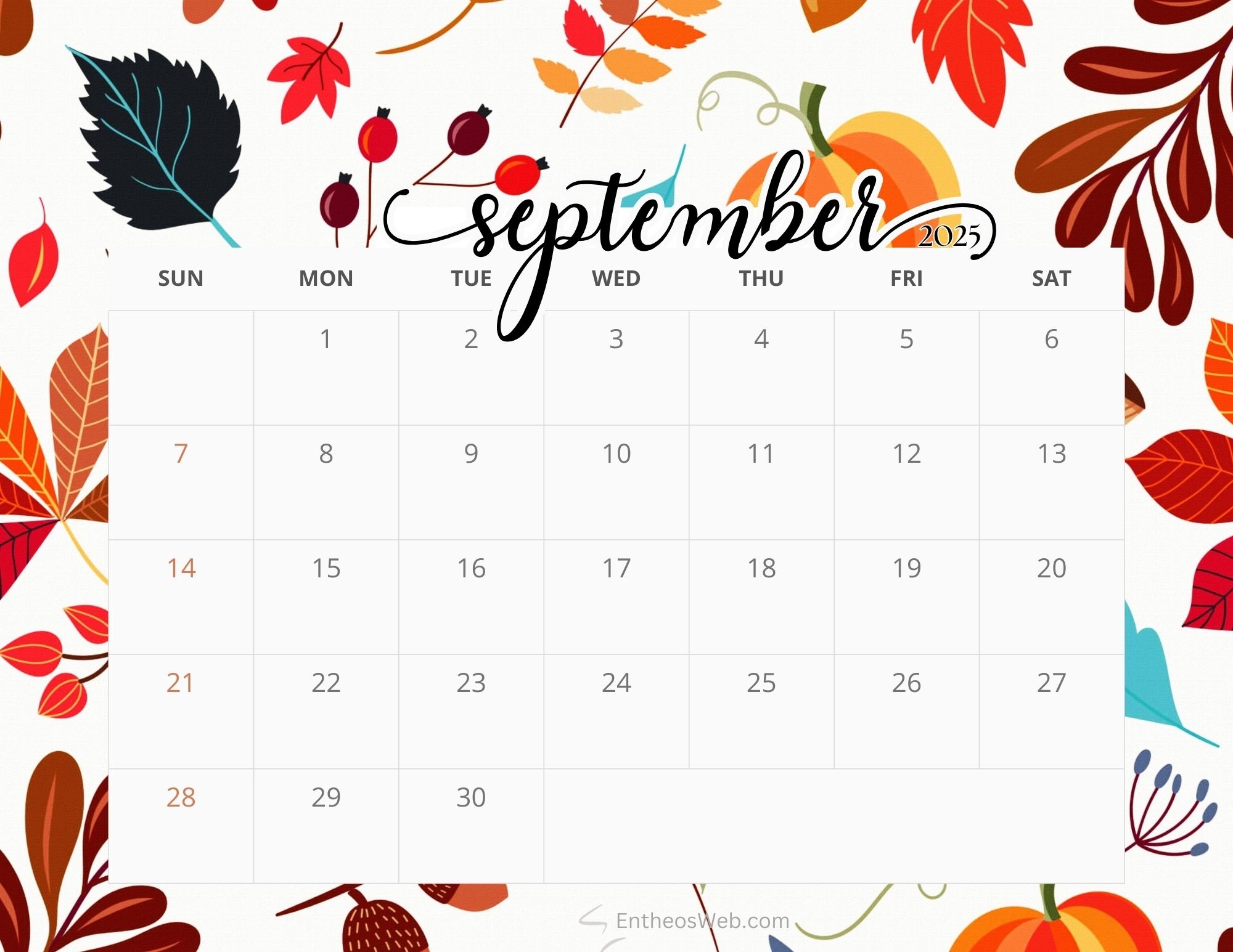 September Calendar 2025 Ideas