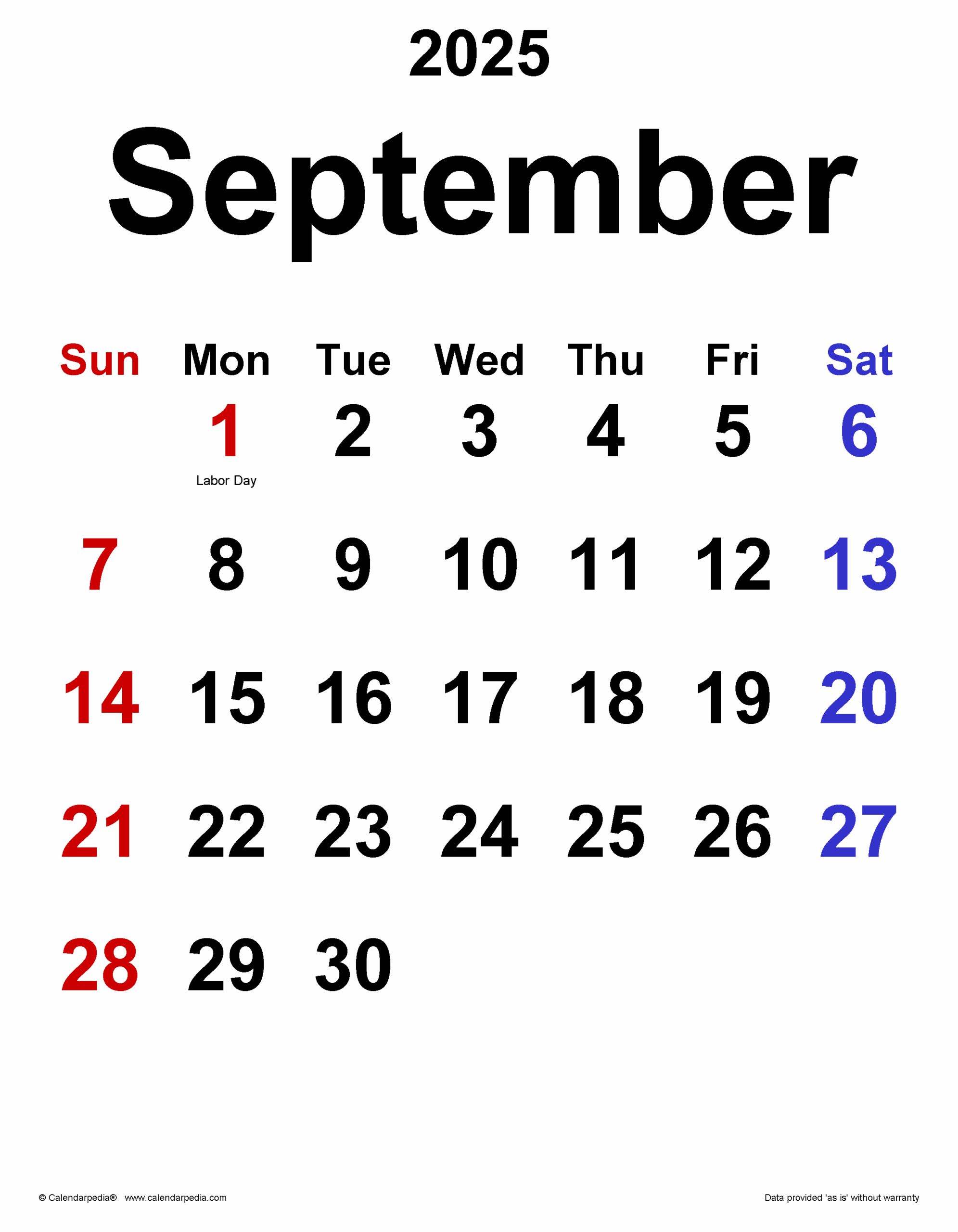 2025 September Calendar Excel 2025 September Calendar Excel
