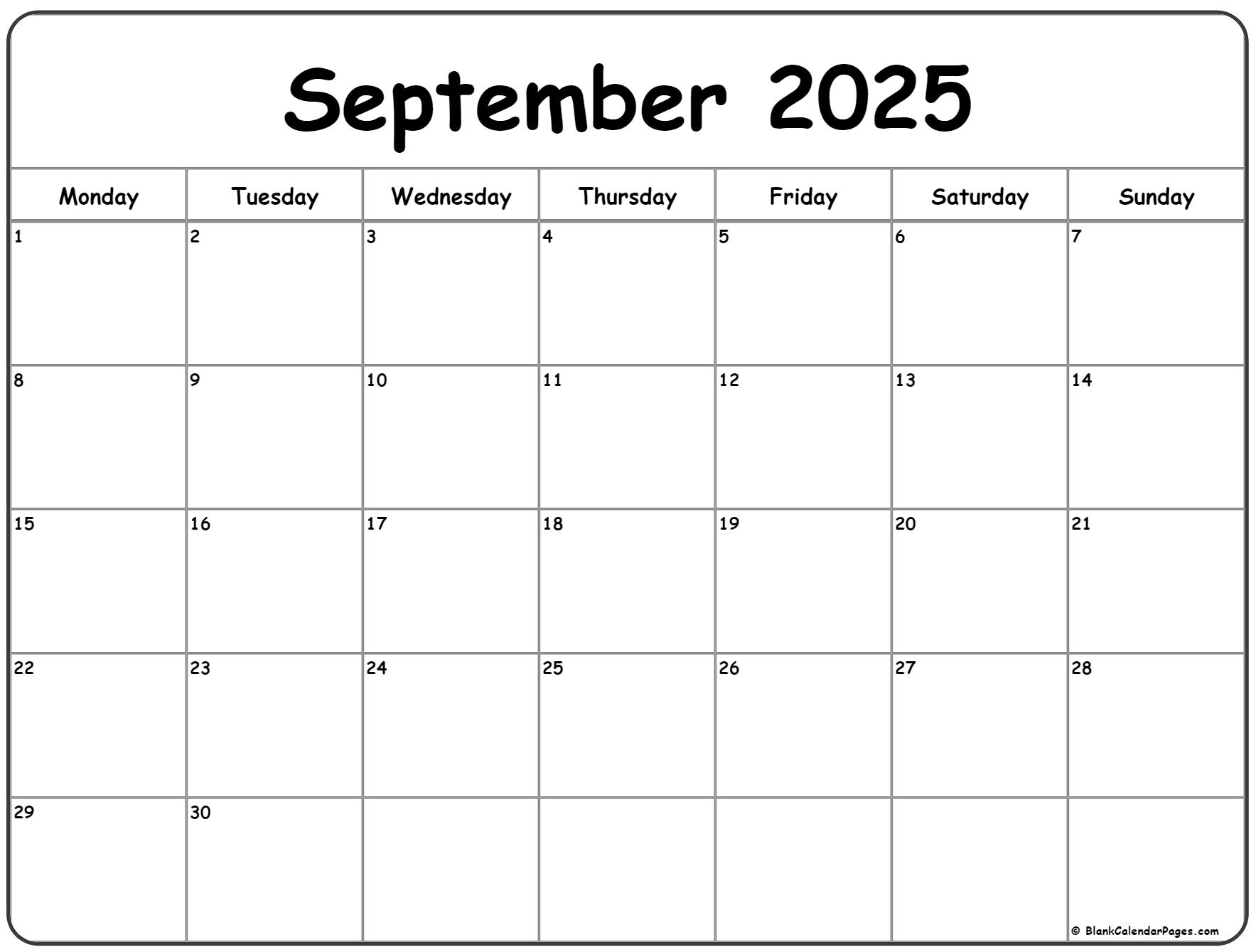 September Daily Calendar 2025