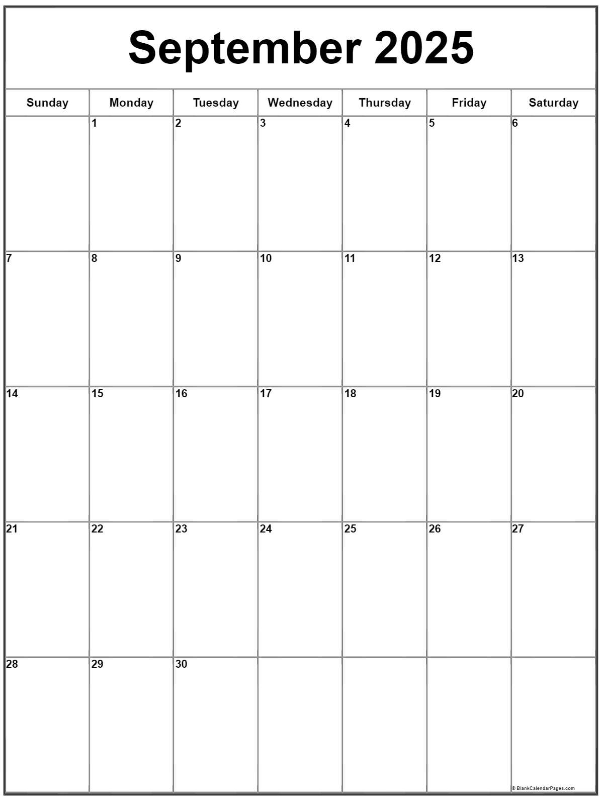 September Calendar 2025 Vertical