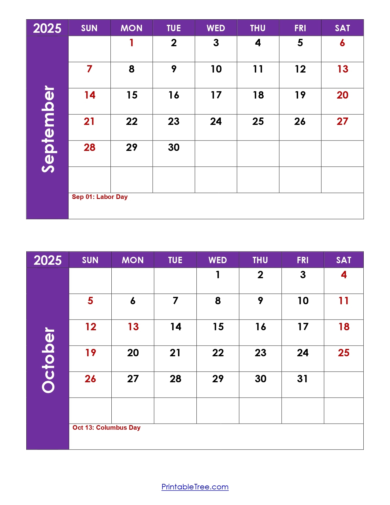 2025-25 Calendar September October November
