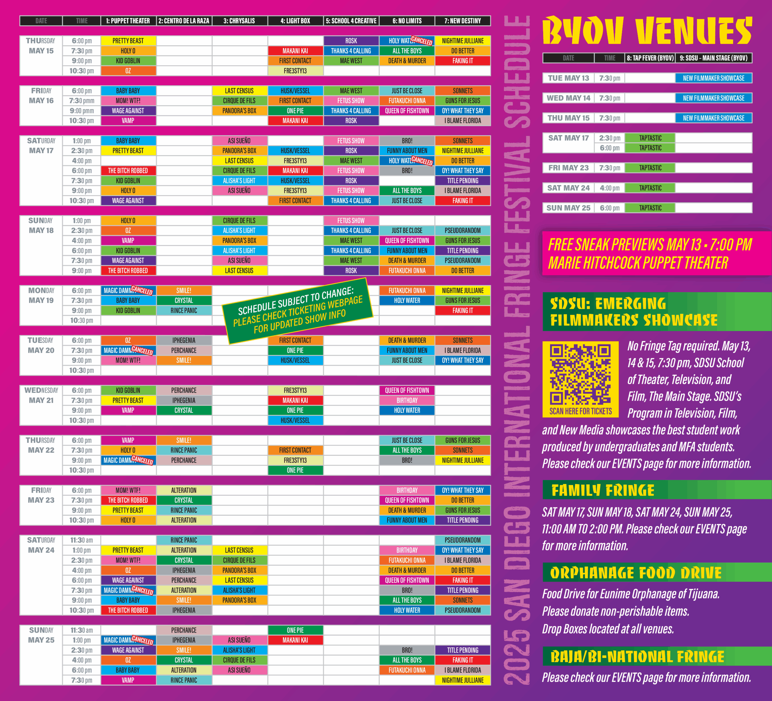 Show Schedule U0026 Map San Diego International Fringe Festival 2025