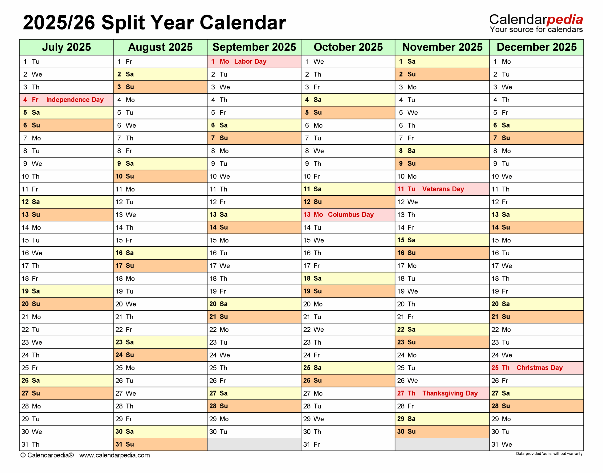 Split Year Calendars 2025 2026 July To June PDF Templates Split Year Calendars 2025 2026 July To June PDF Templates