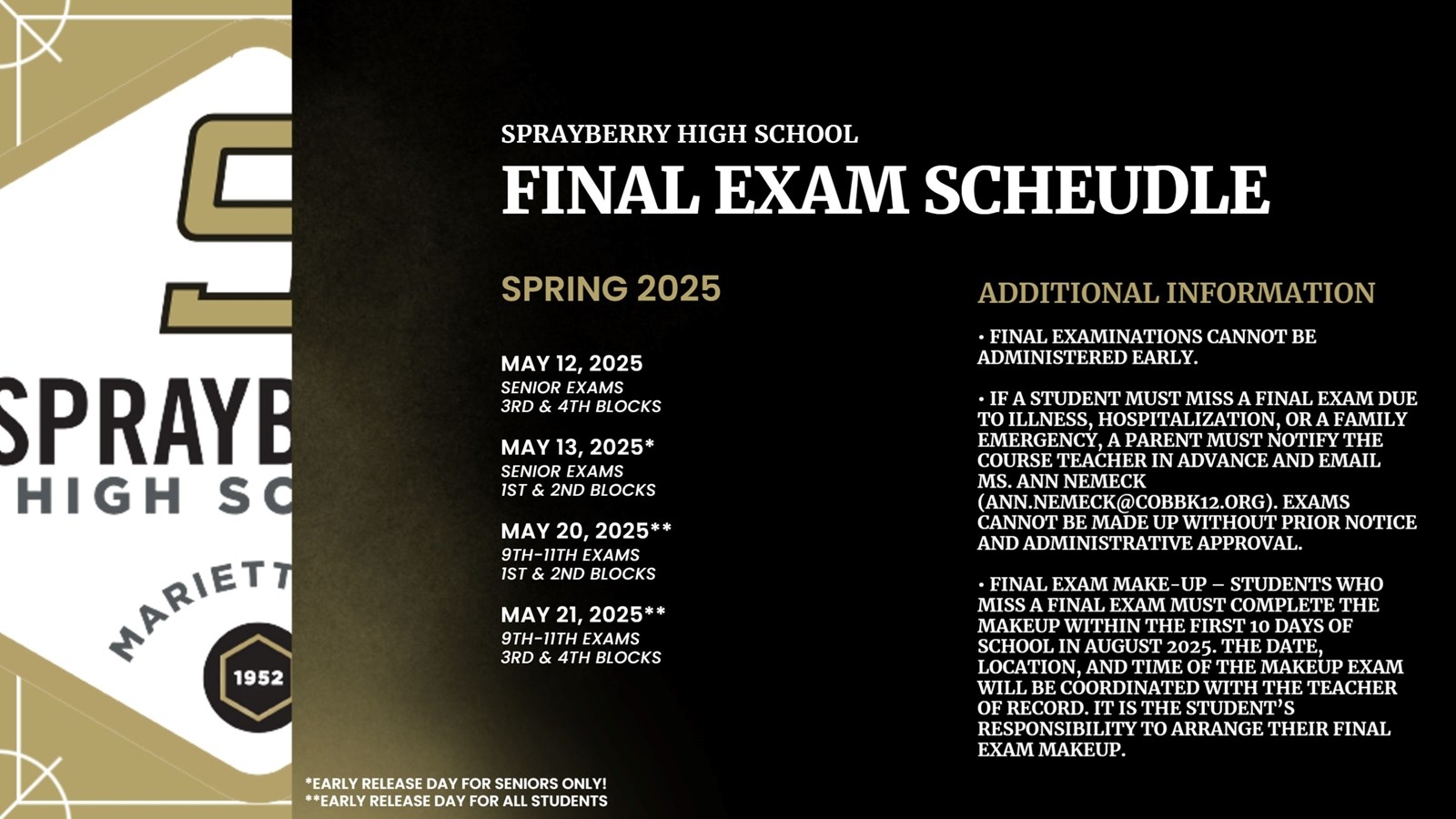 Spring 2025 Final Exam Information Spring 2025 Final Exam Information